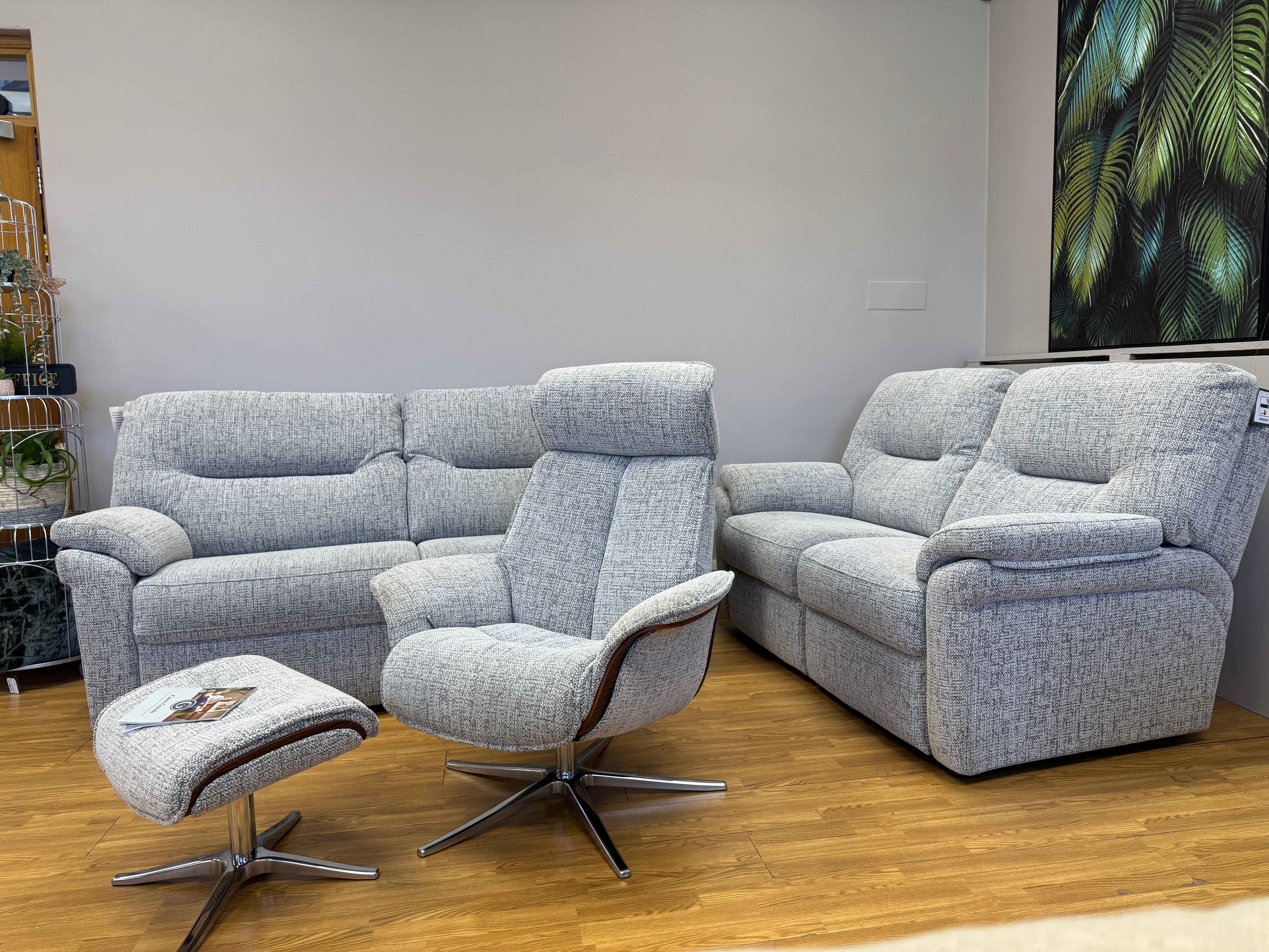 Seattle 2 seater sofa in Harbour slate grey mix weave fabric
