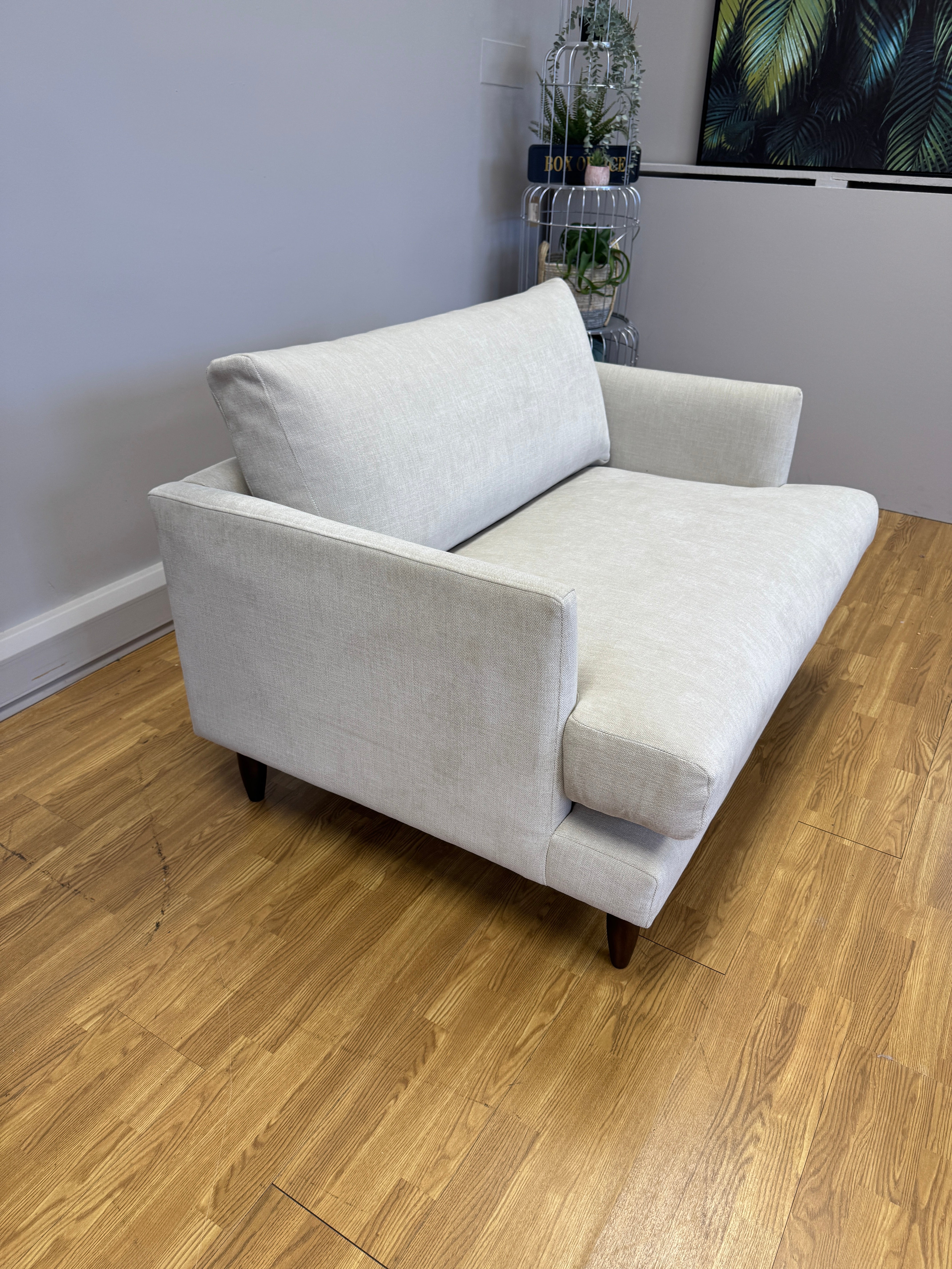 Sofology designer loveseat in natural skinny cotton fabric