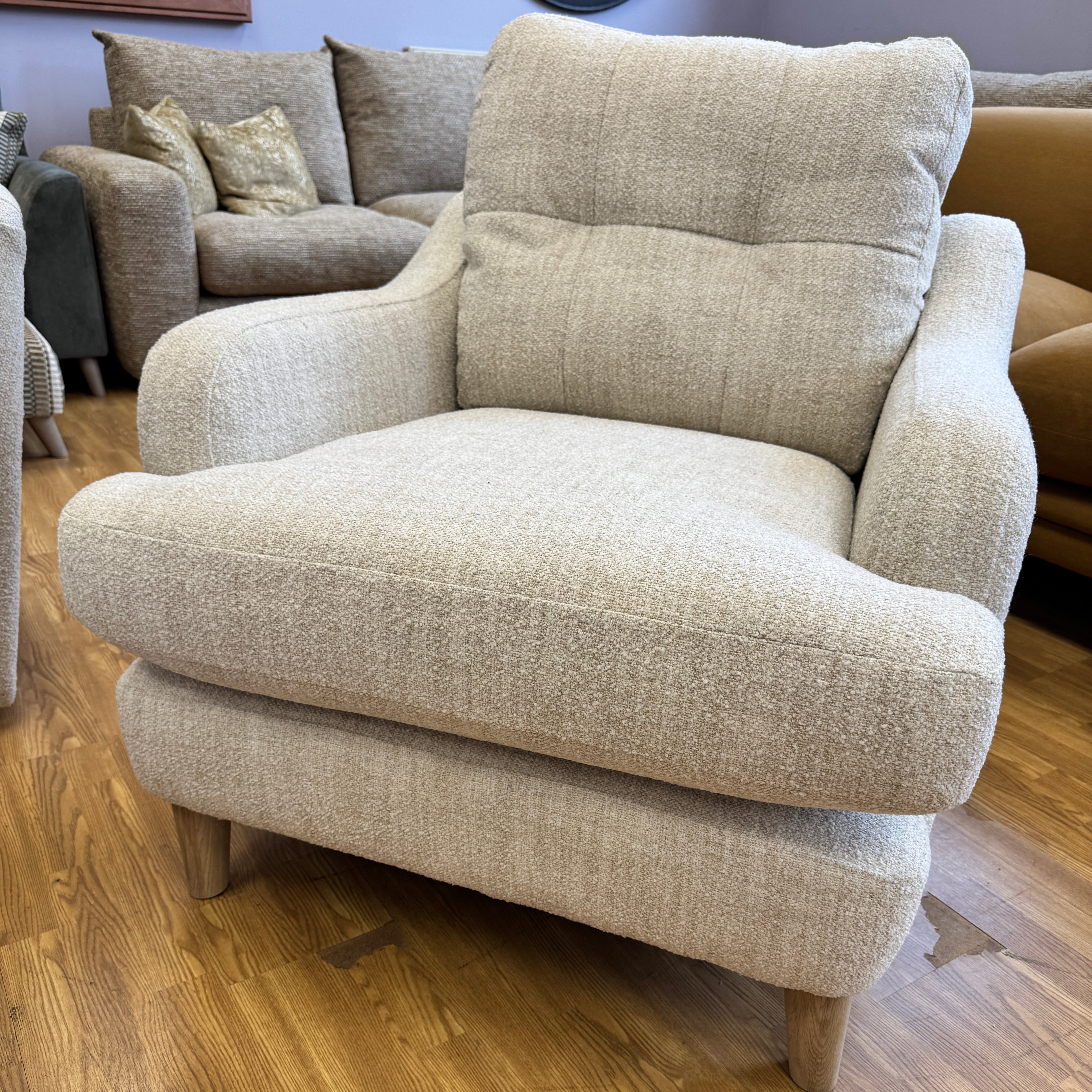 Rowan accent chair in Natural mix weave boucle fabric