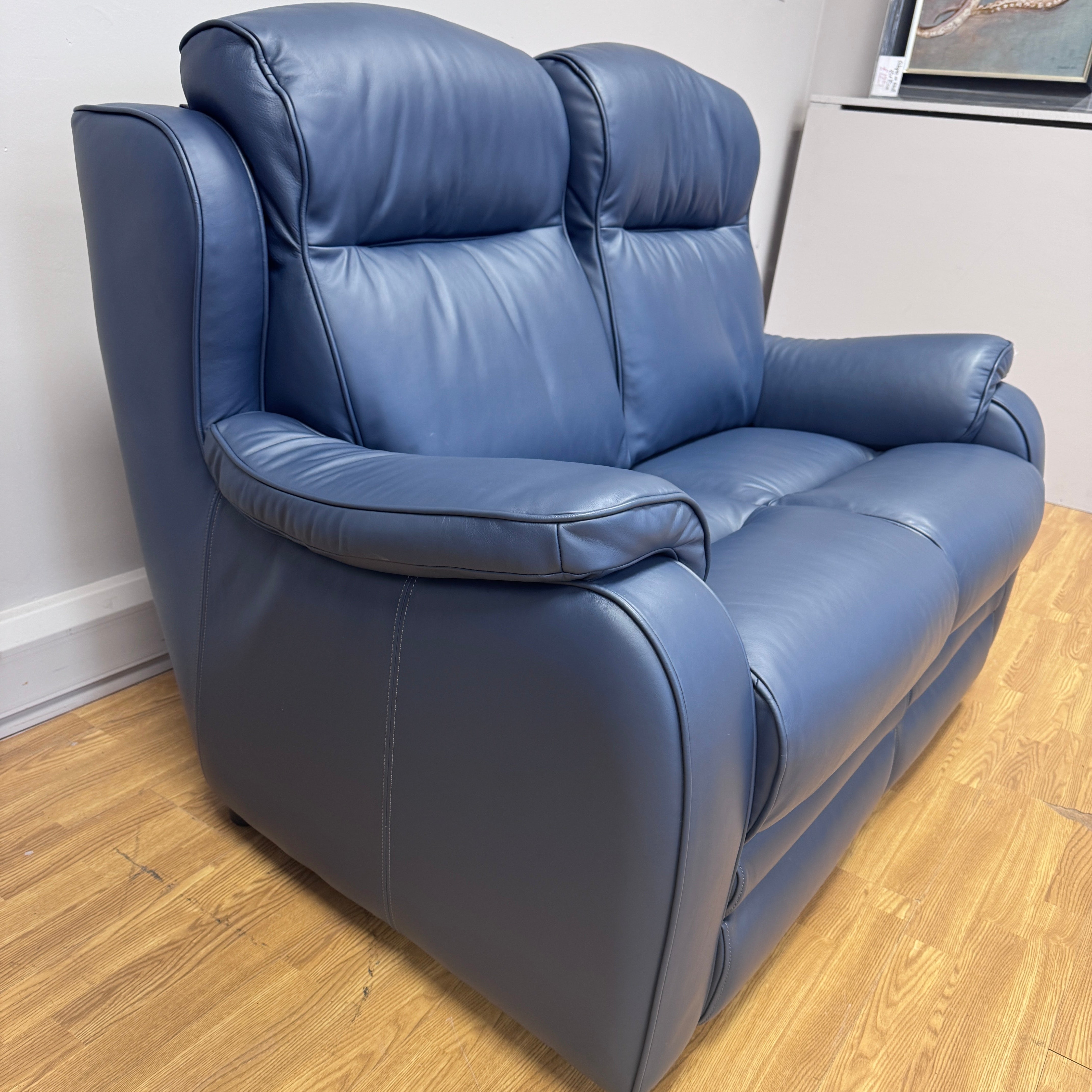 Parker Knoll Boston 2 seater sofa in Madri Storm blue leather (pair available)