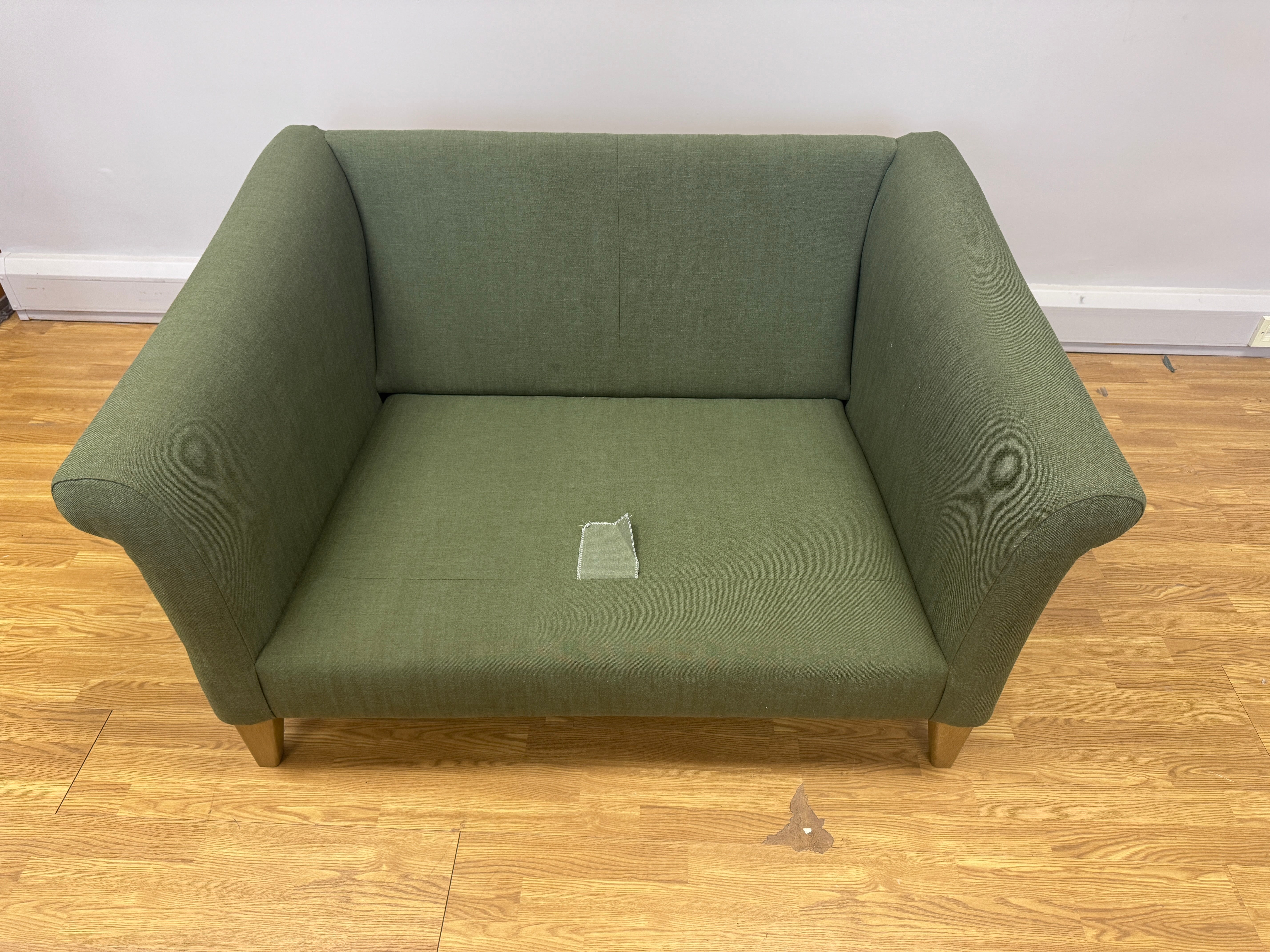 Clover large loveseat in Fern Green Linen fabric