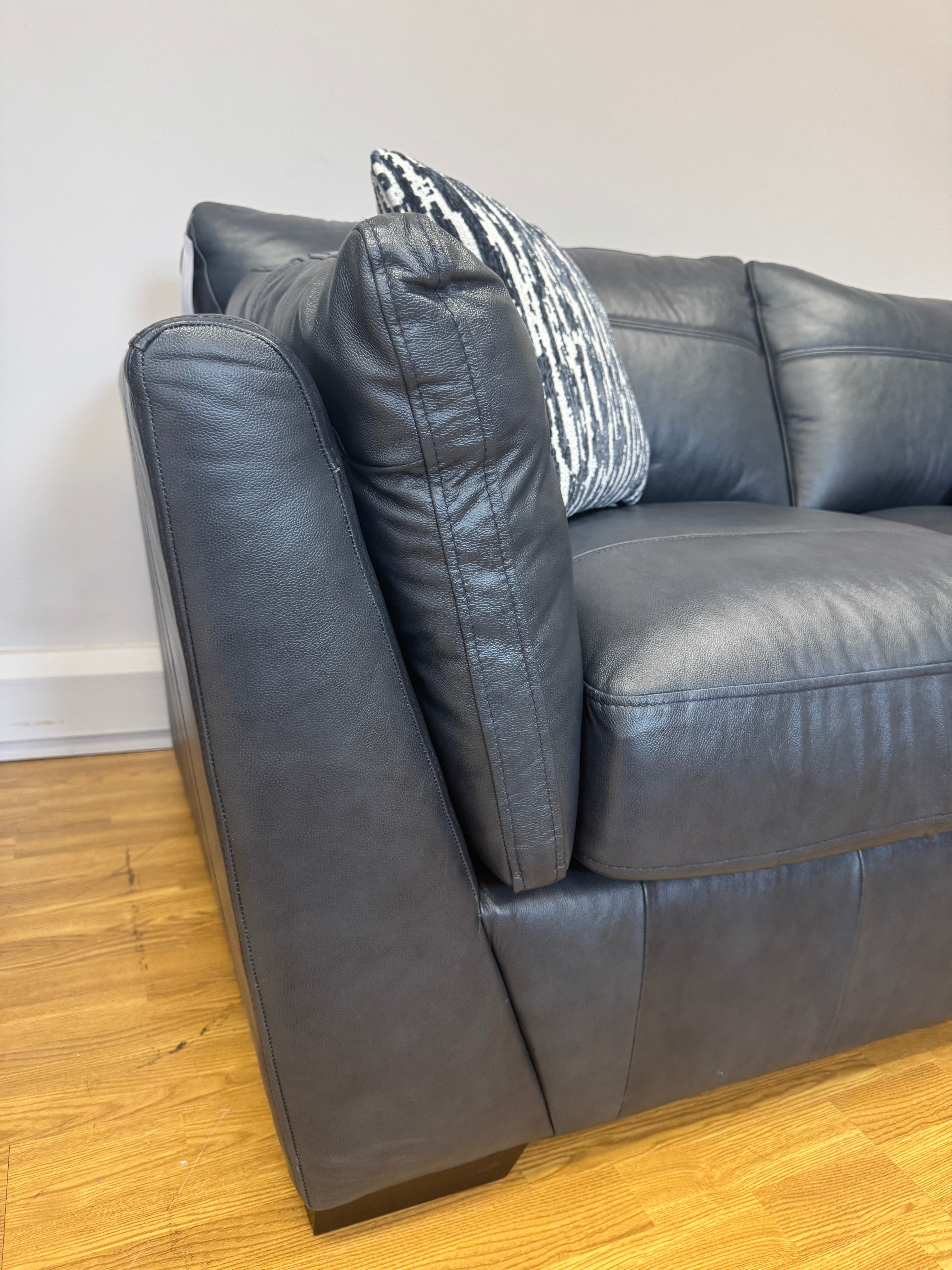 Phoenix 2 seater standard back sofa in Turino blue leather
