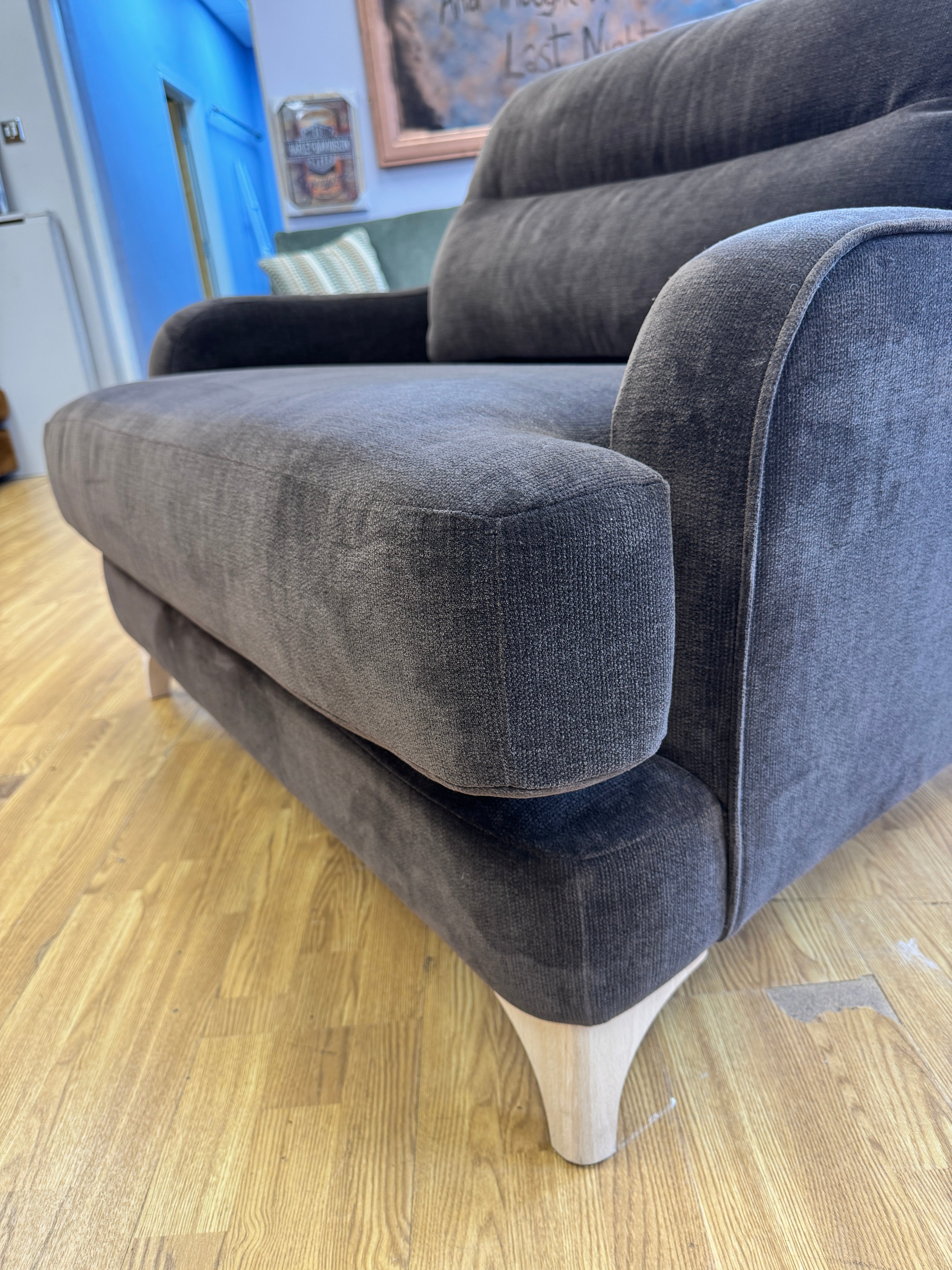 Bletchley Loveseat in Chocolate Brown chenille fabric