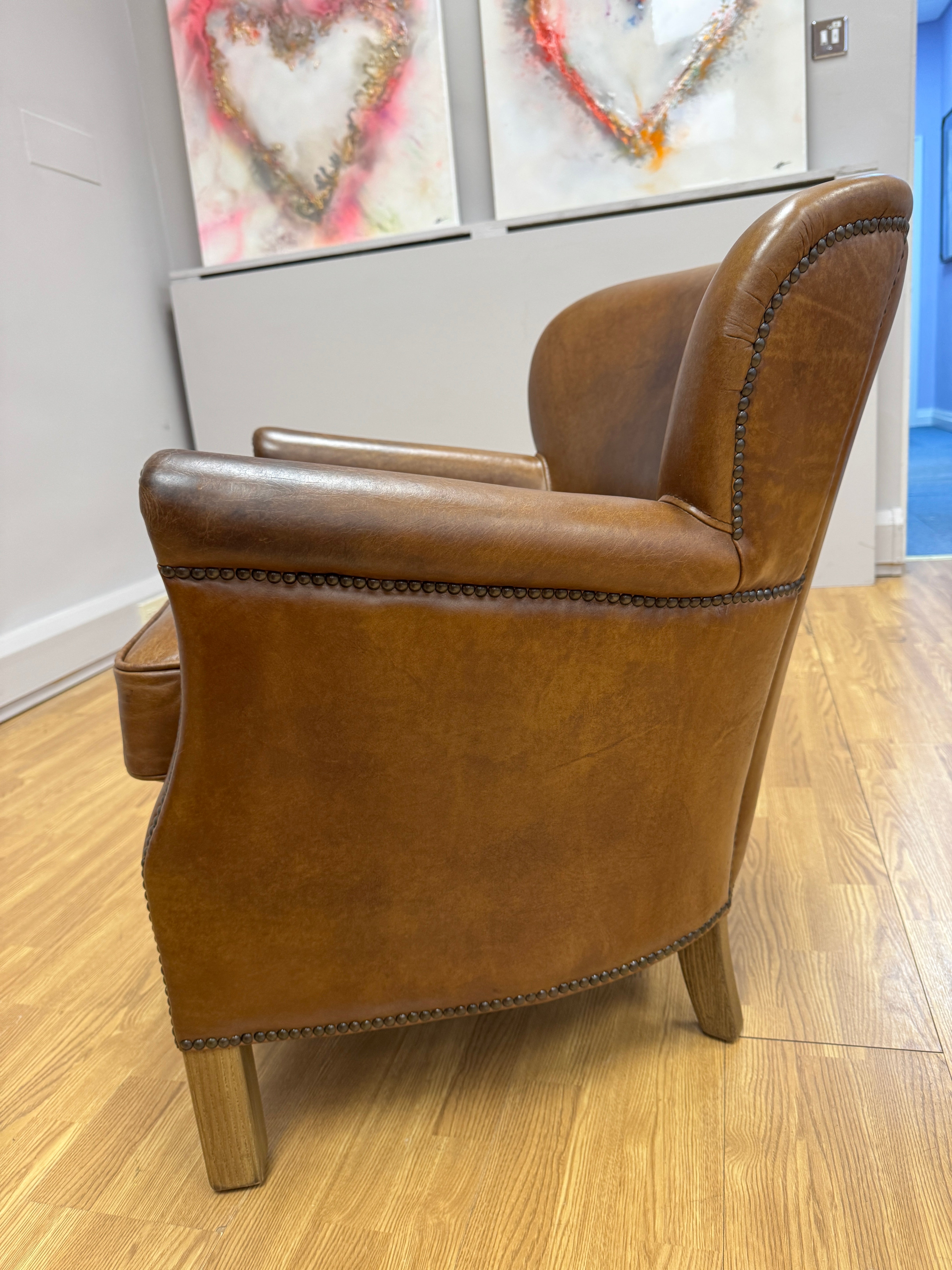 Halo Little Professor classic petite chair in Cognac leather