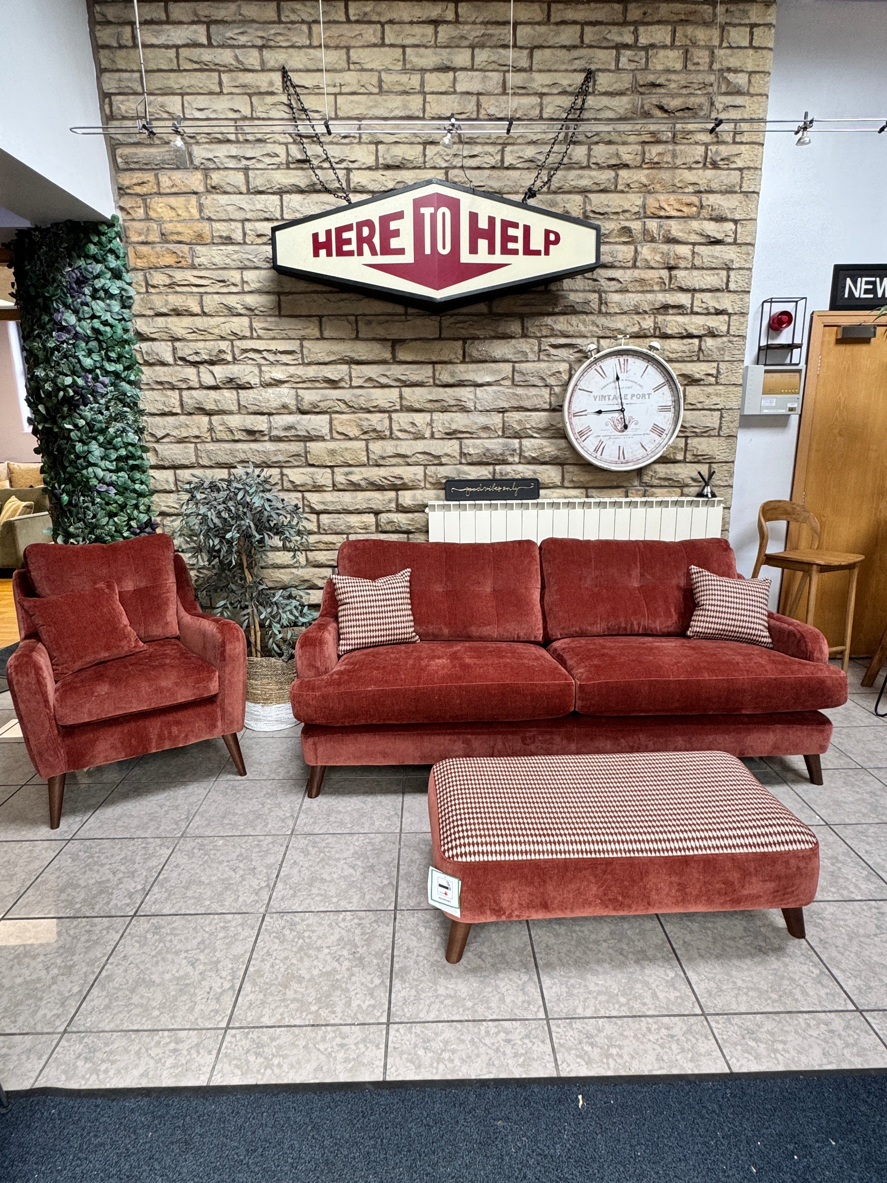 Loften large 3 seater standard back sofa in Witton Brick chenille