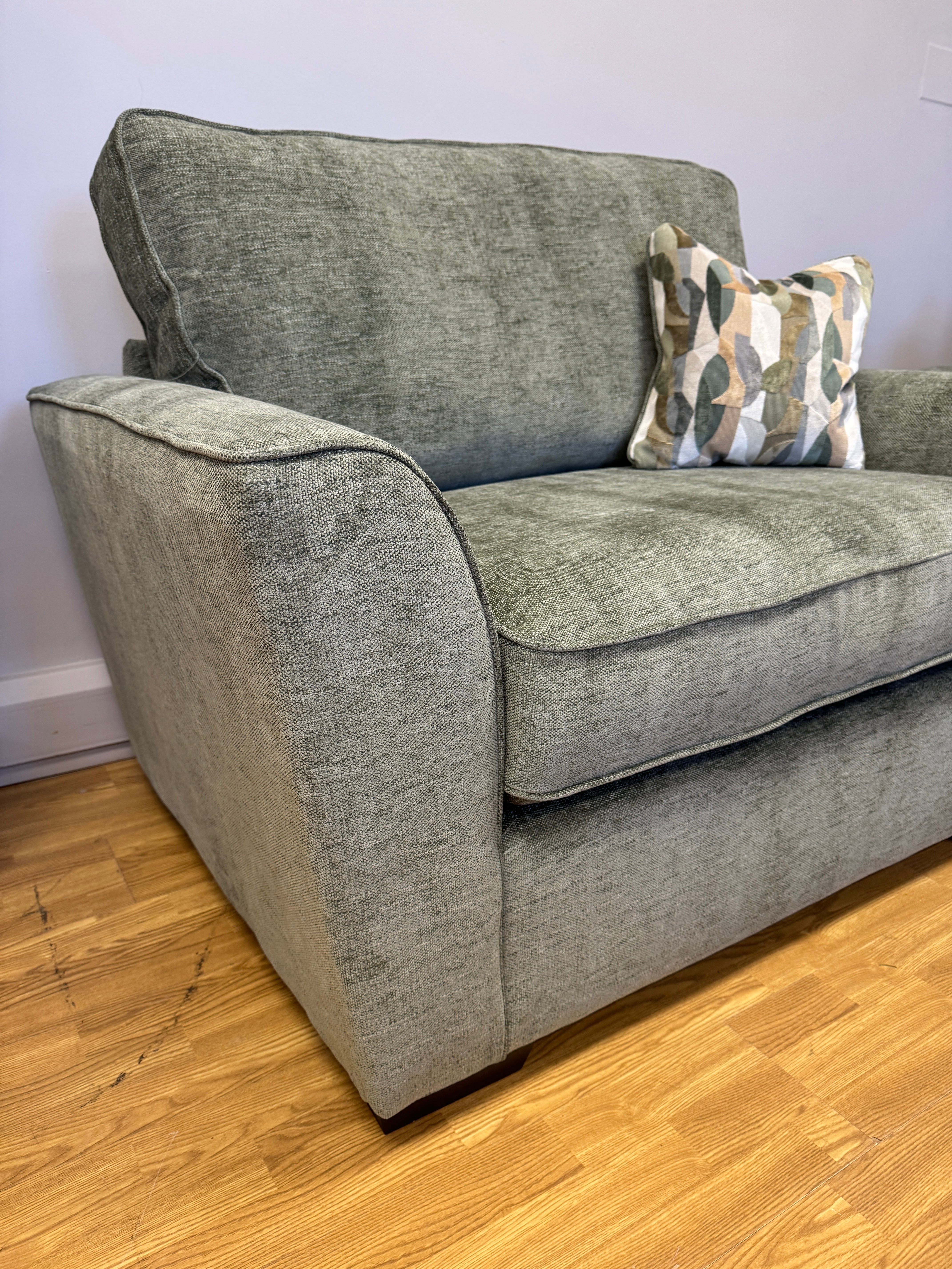 Caspian standard back loveseat in Marlon Botanic green fabric