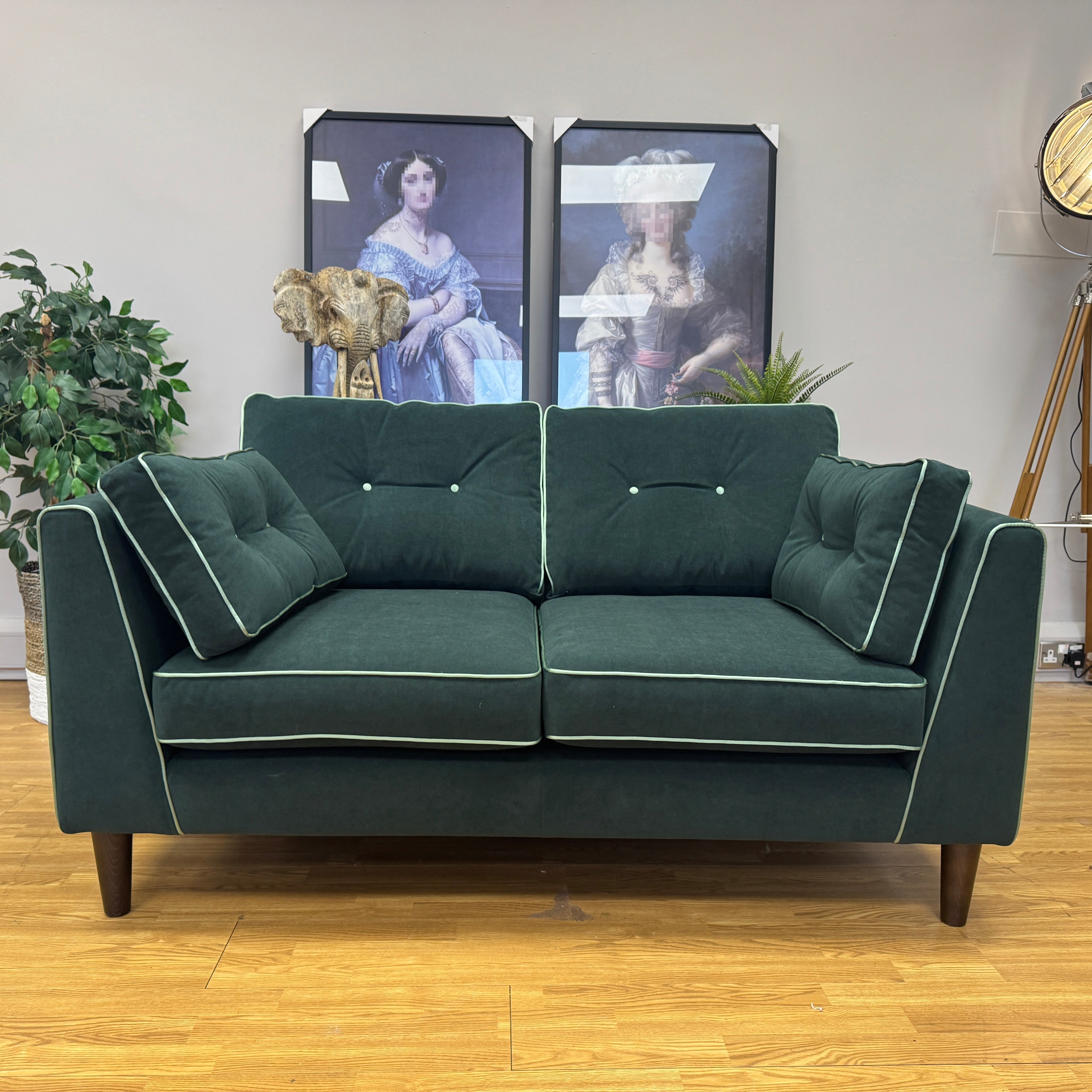 Cricket 2 seater sofa in Emerald green velvet