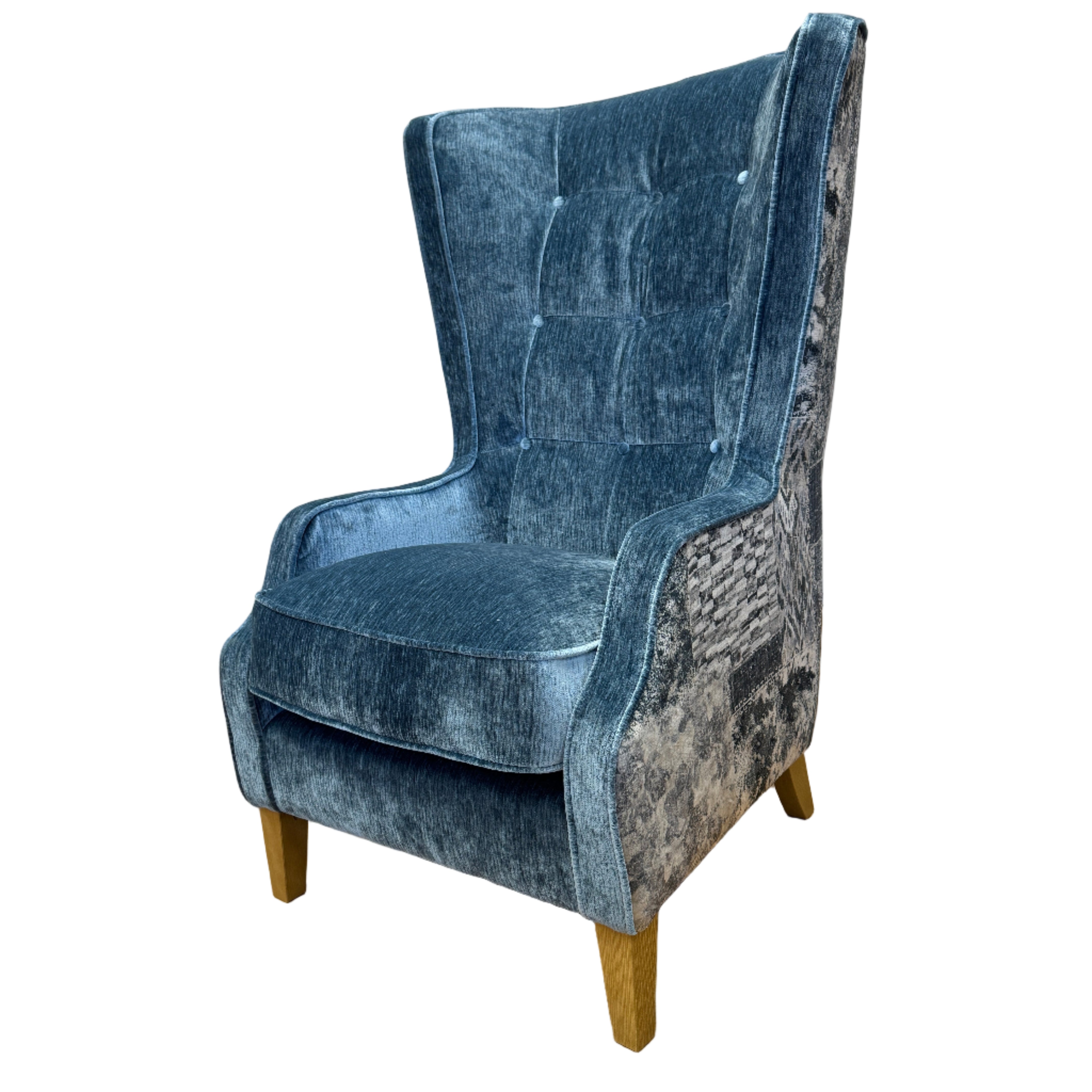 Garland high back accent chair in Aviator steel & blue combi fabric