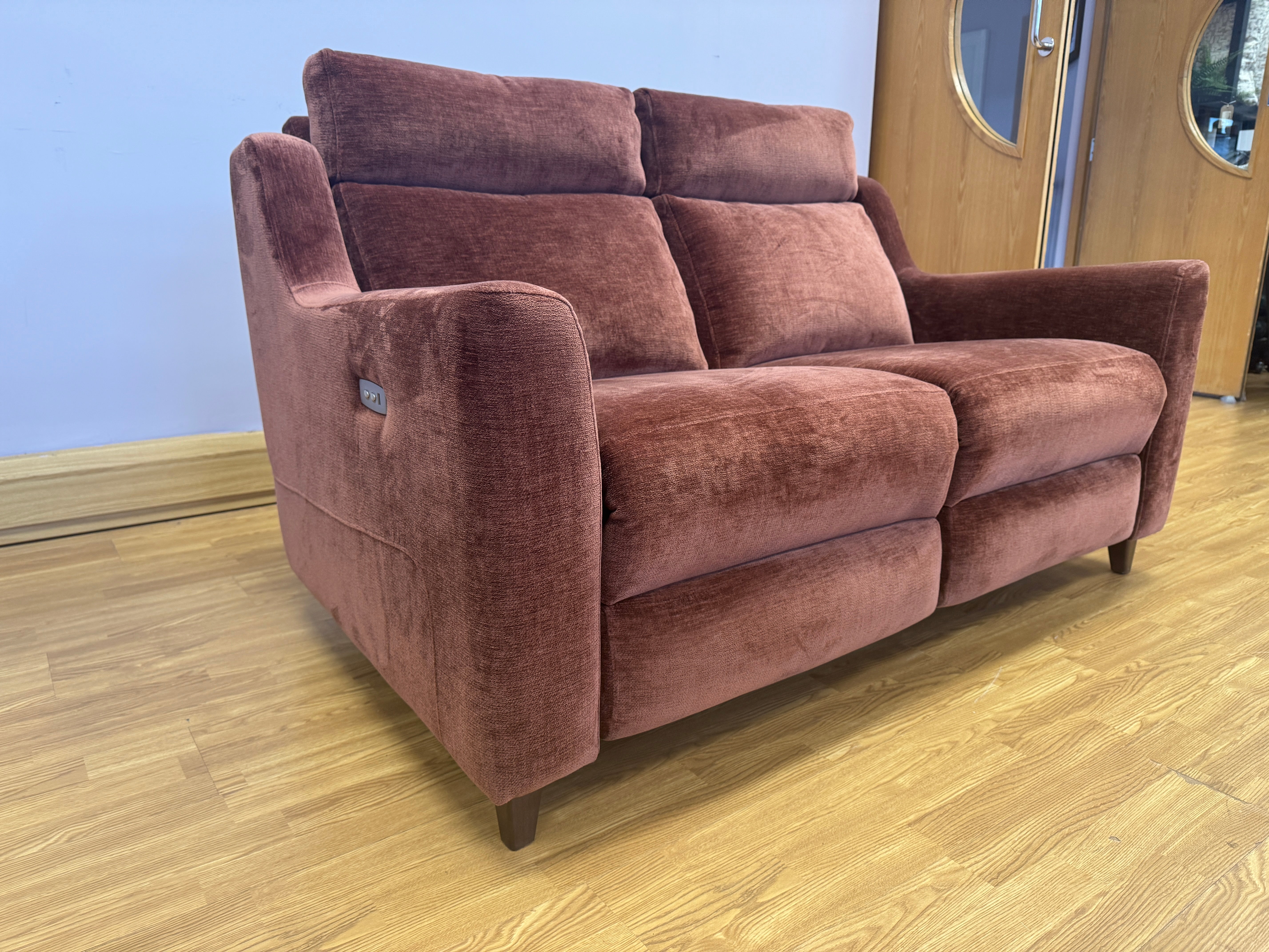 John Lewis Elevate 2 seater electric reclining sofa in Vintage Rust velvet