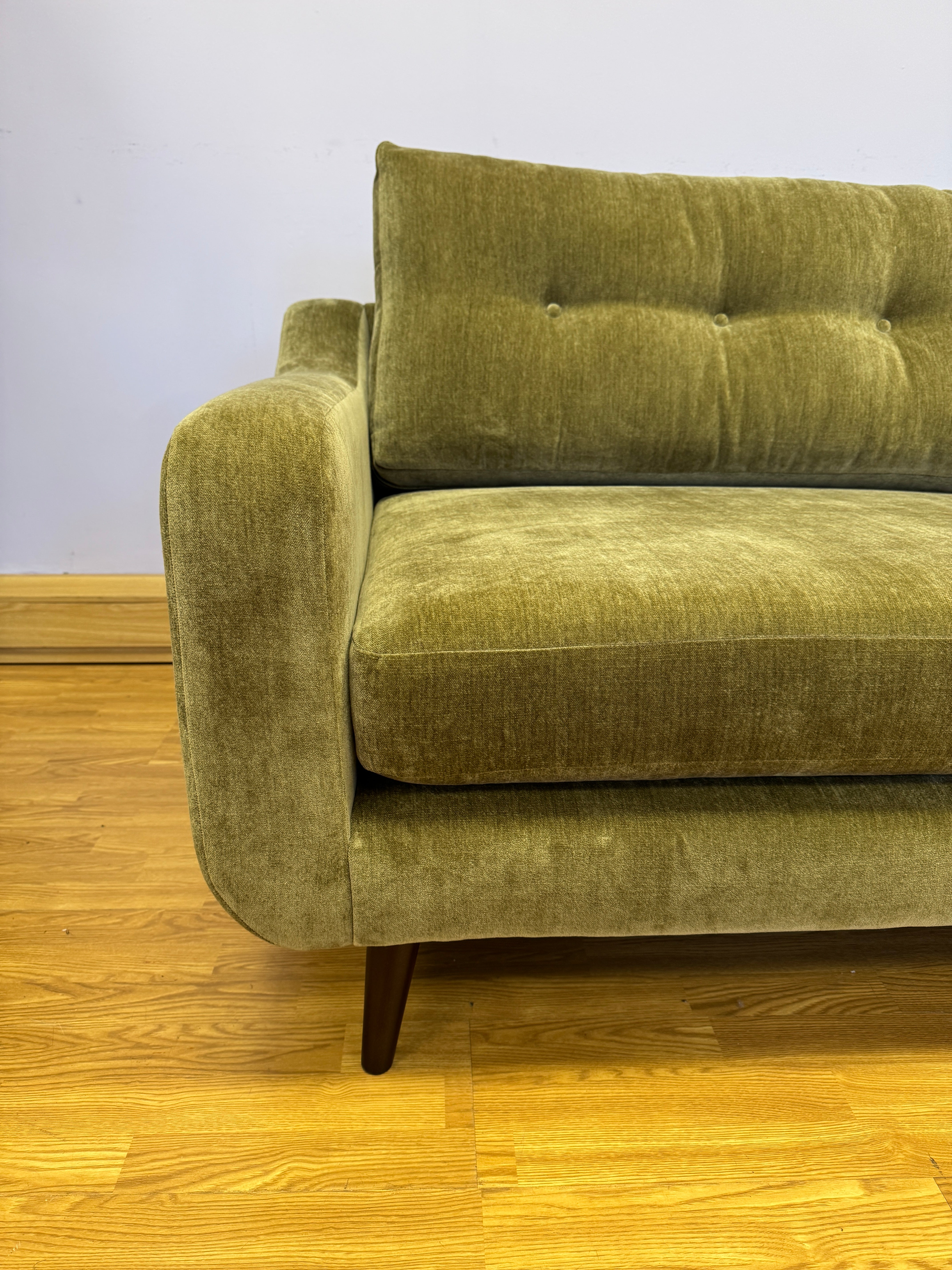 Lisbon 4 seater standard back sofa in olive green chenille fabric