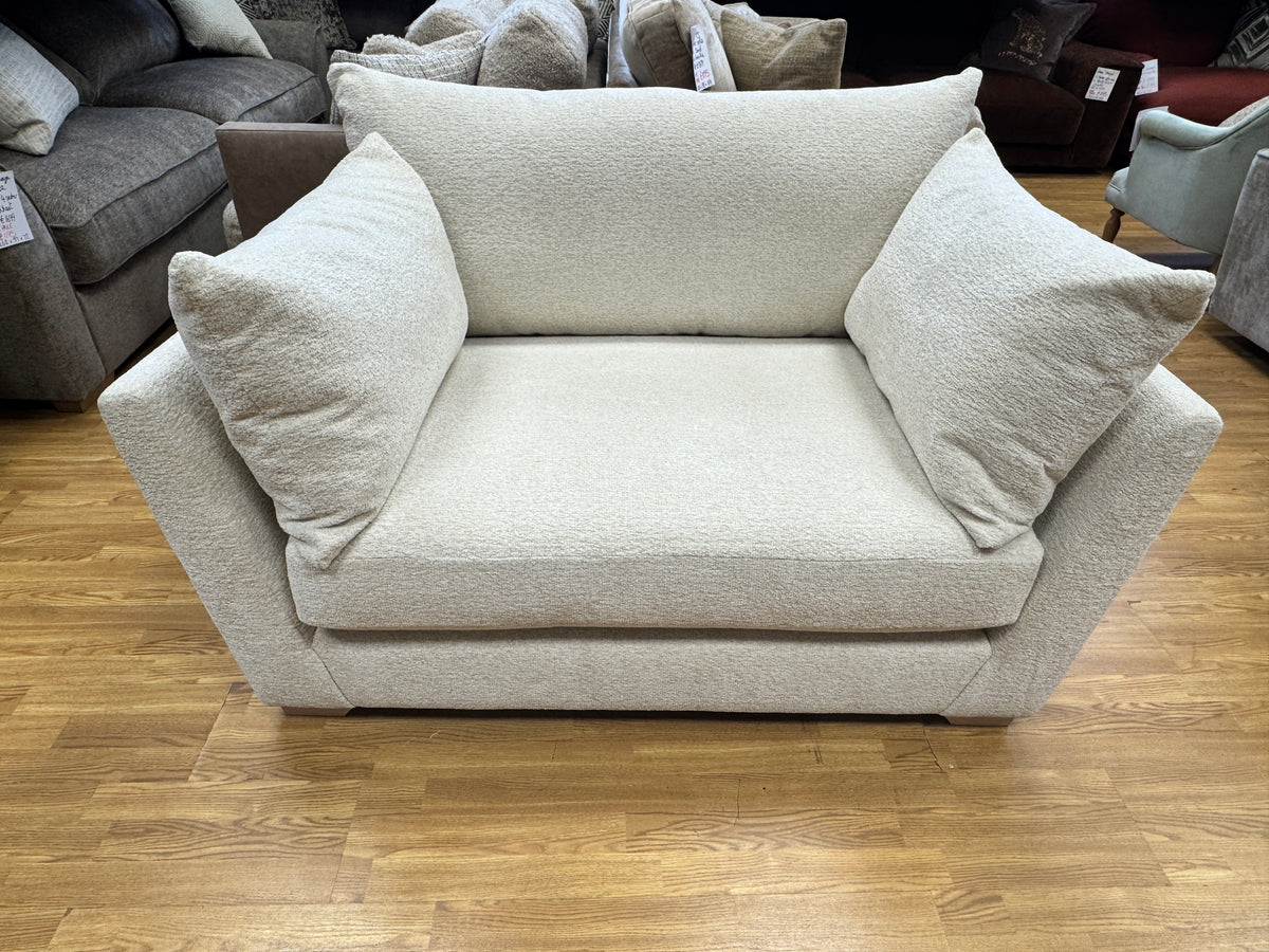 Tallulah large loveseat in cosy cream boucle fabric