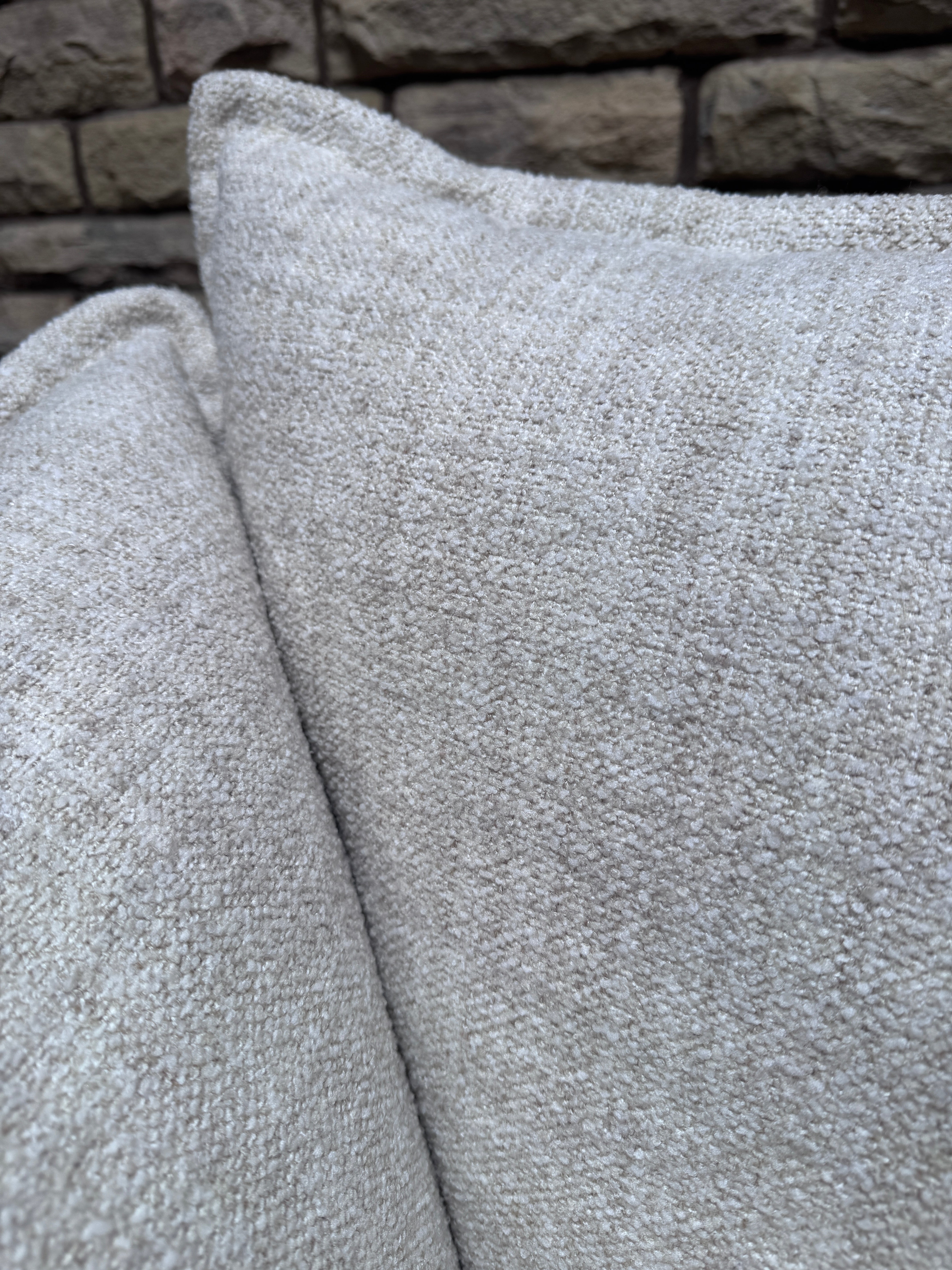 Luca large loveseat / cuddle chair / small sofa in Natural mix weave boucle fabric