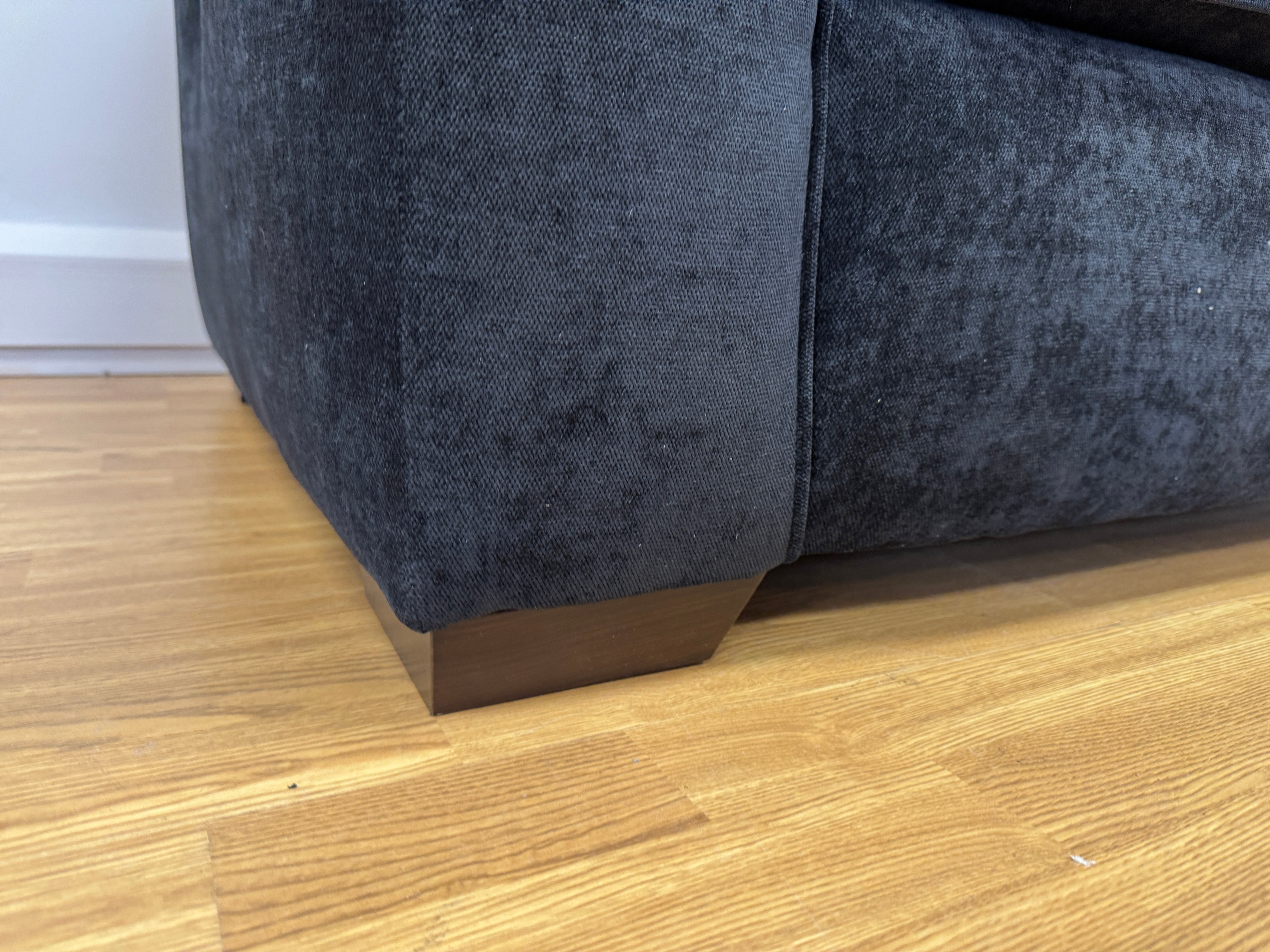 Lorna large loveseat with bolster cushions and matching footstool in Kingston Black chenille fabric