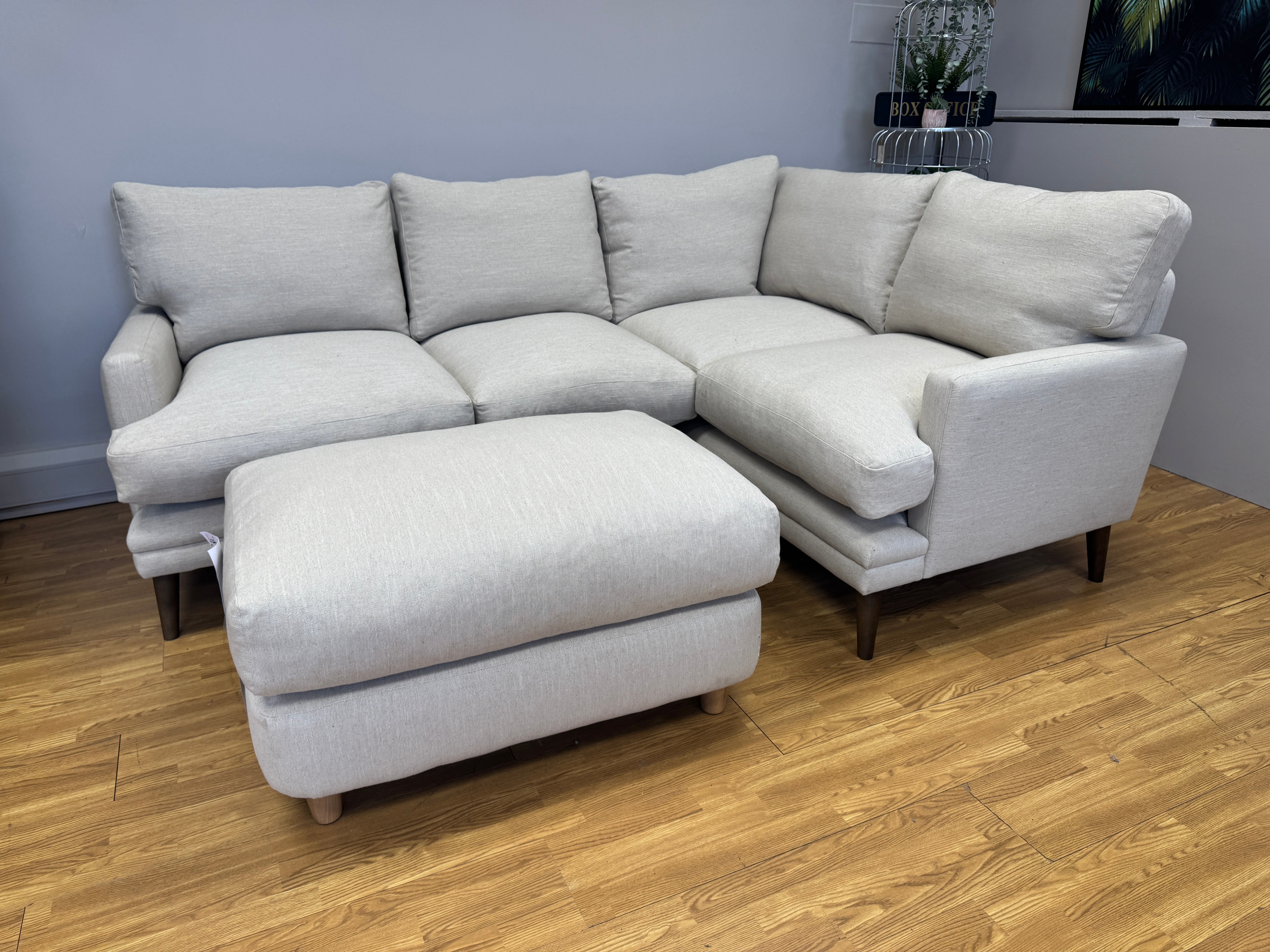 Loaf Squisharoo 2 piece right facing small corner sofa in natural linen fabric