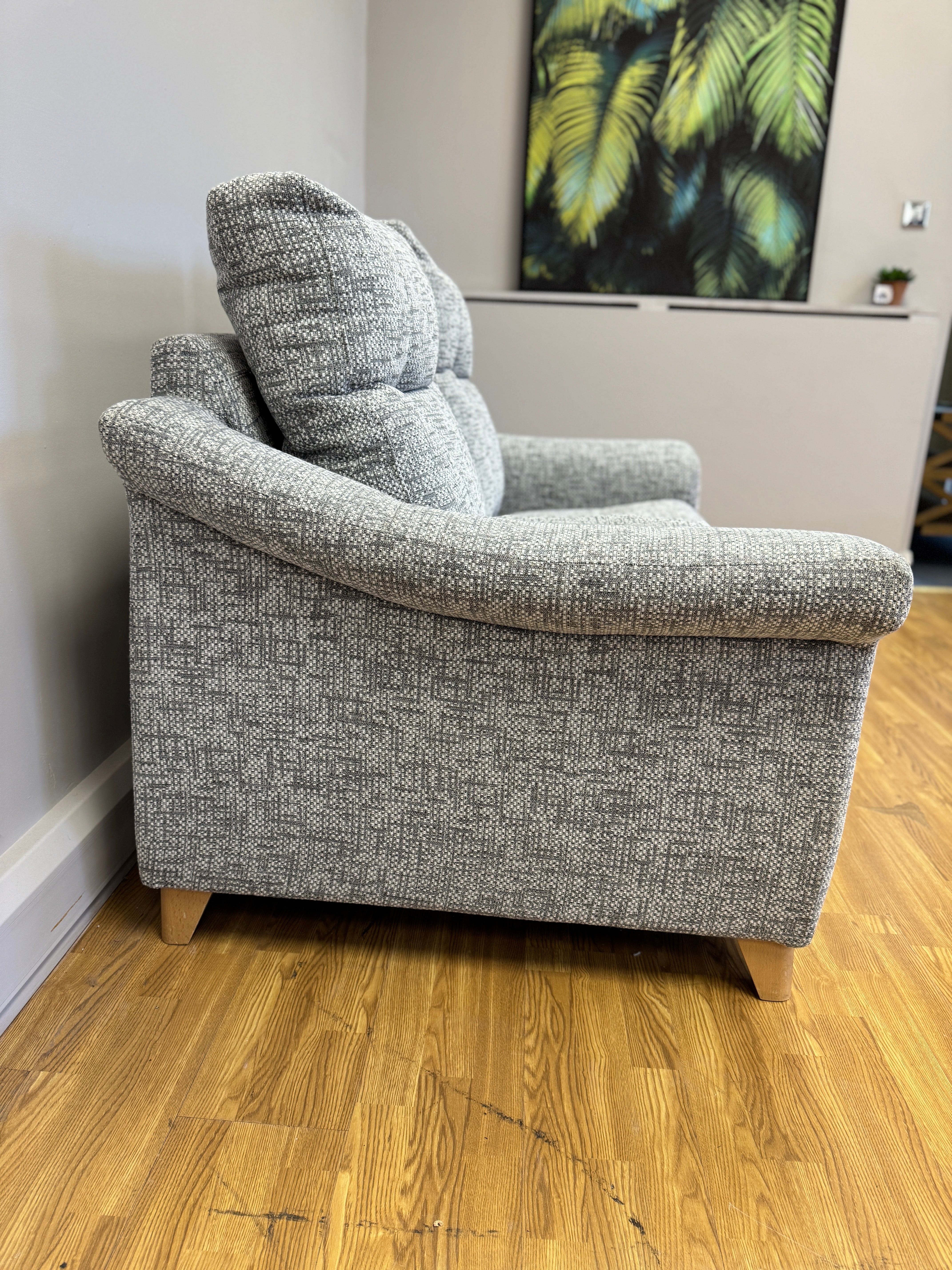 Riley 2 seater sofa in Remco light grey mix weave fabric