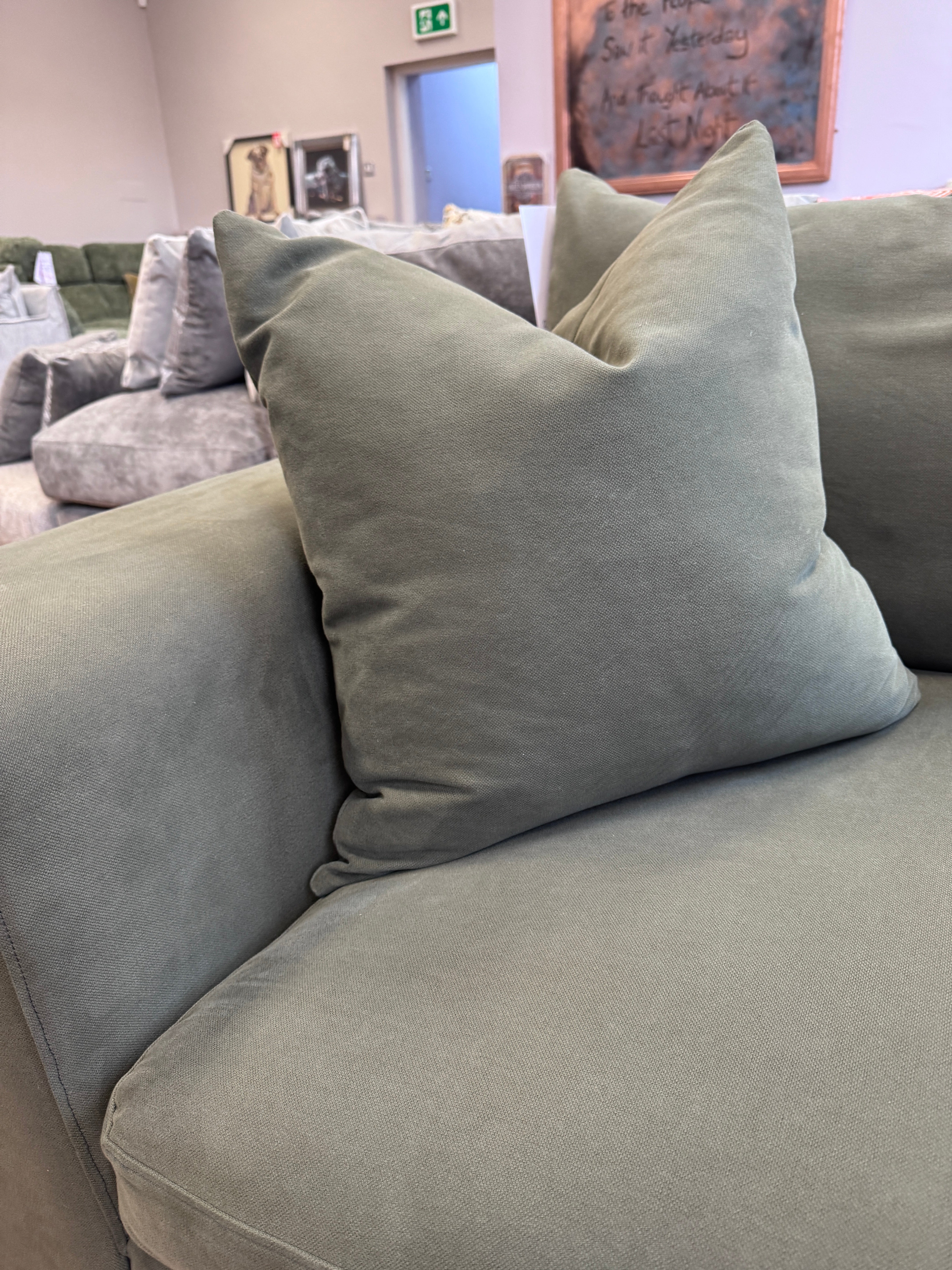 Big Easy large left facing 3 piece corner sofa in Potted Plant green twill fabric