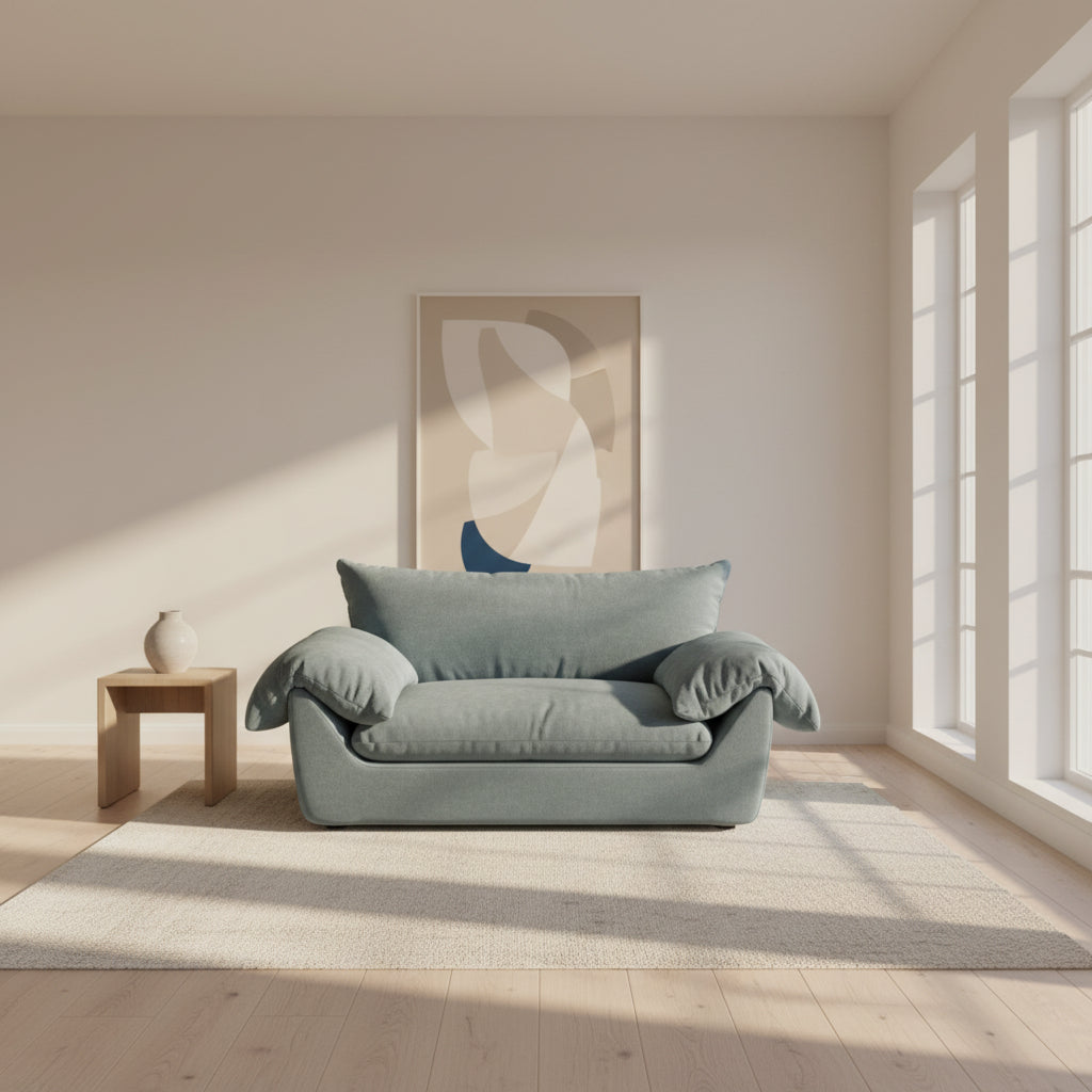 Bayside Large Loveseat in Teal Midnight soft fabric