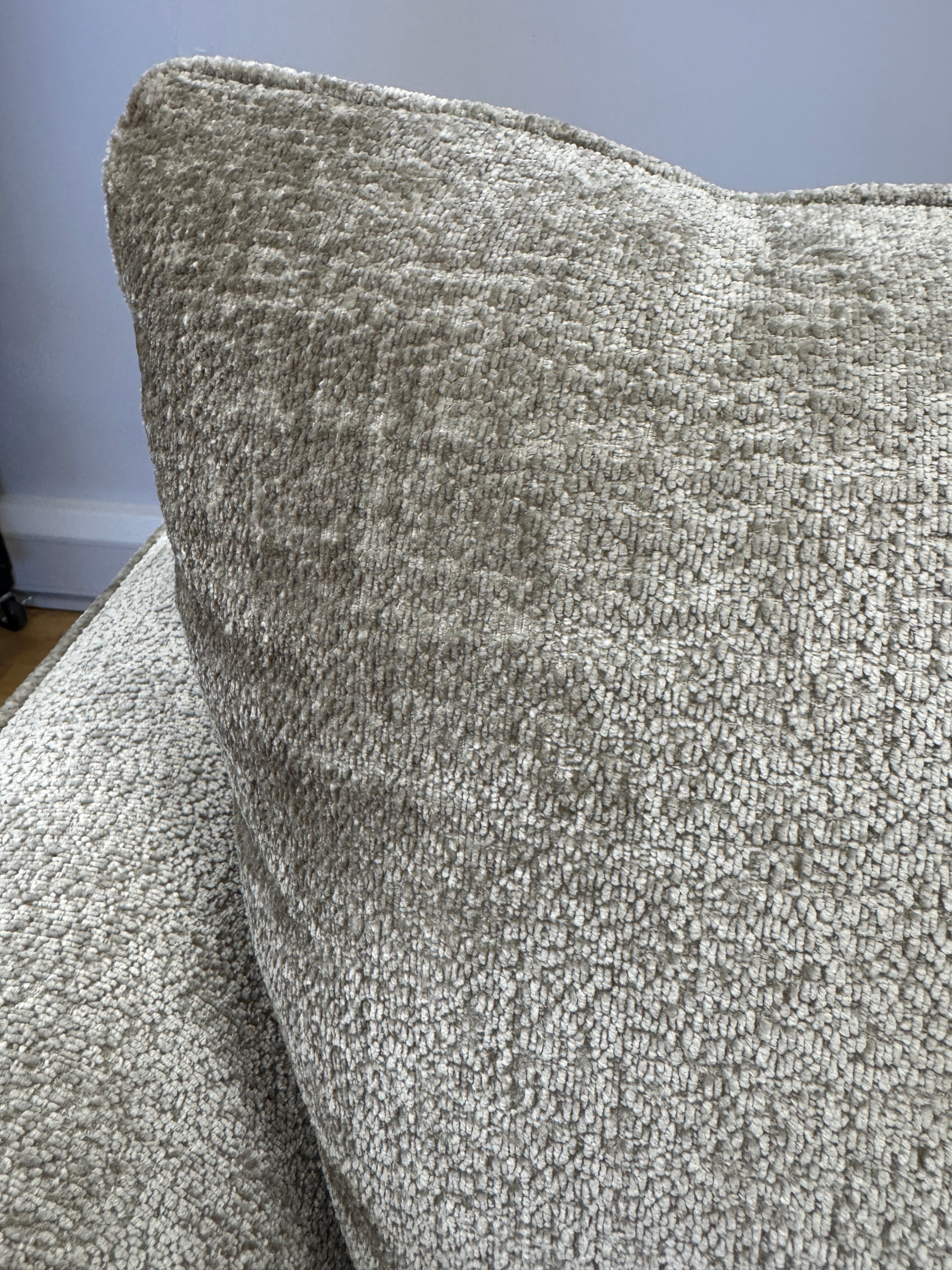 Sofology Ziggy loveseat in latte all over chenille fabric