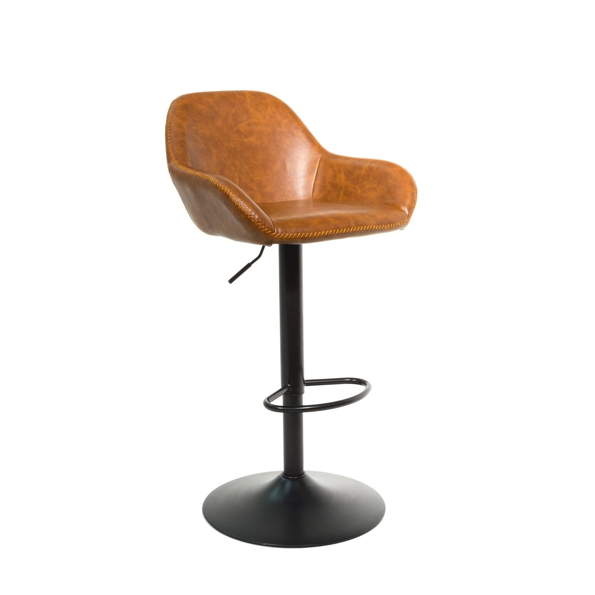 Chevy gas lift bar stool in Tan vegan leather - Pair of 2