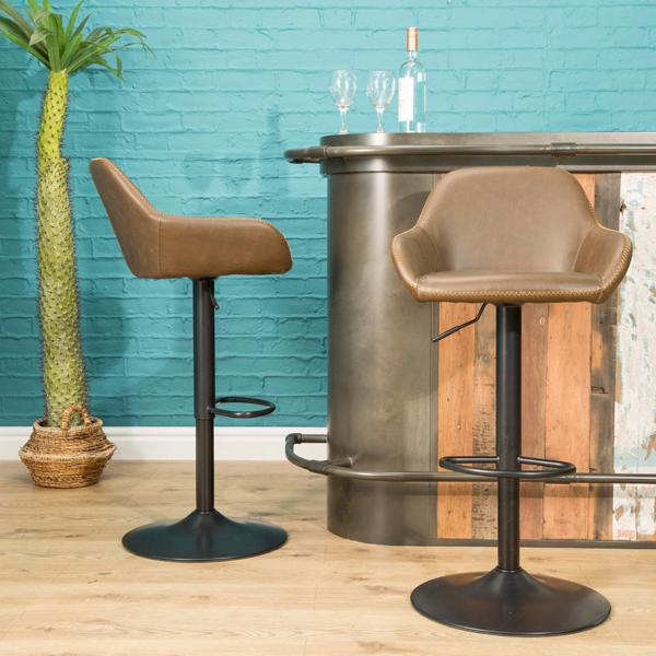 Chevy gas lift bar stool in Chestnut vegan leather - Pair of 2