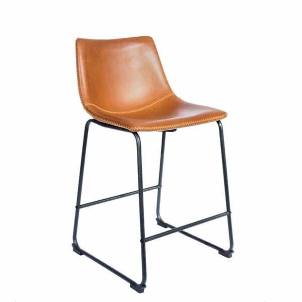 Cooper counter stool in vegan leather with baseball stitching