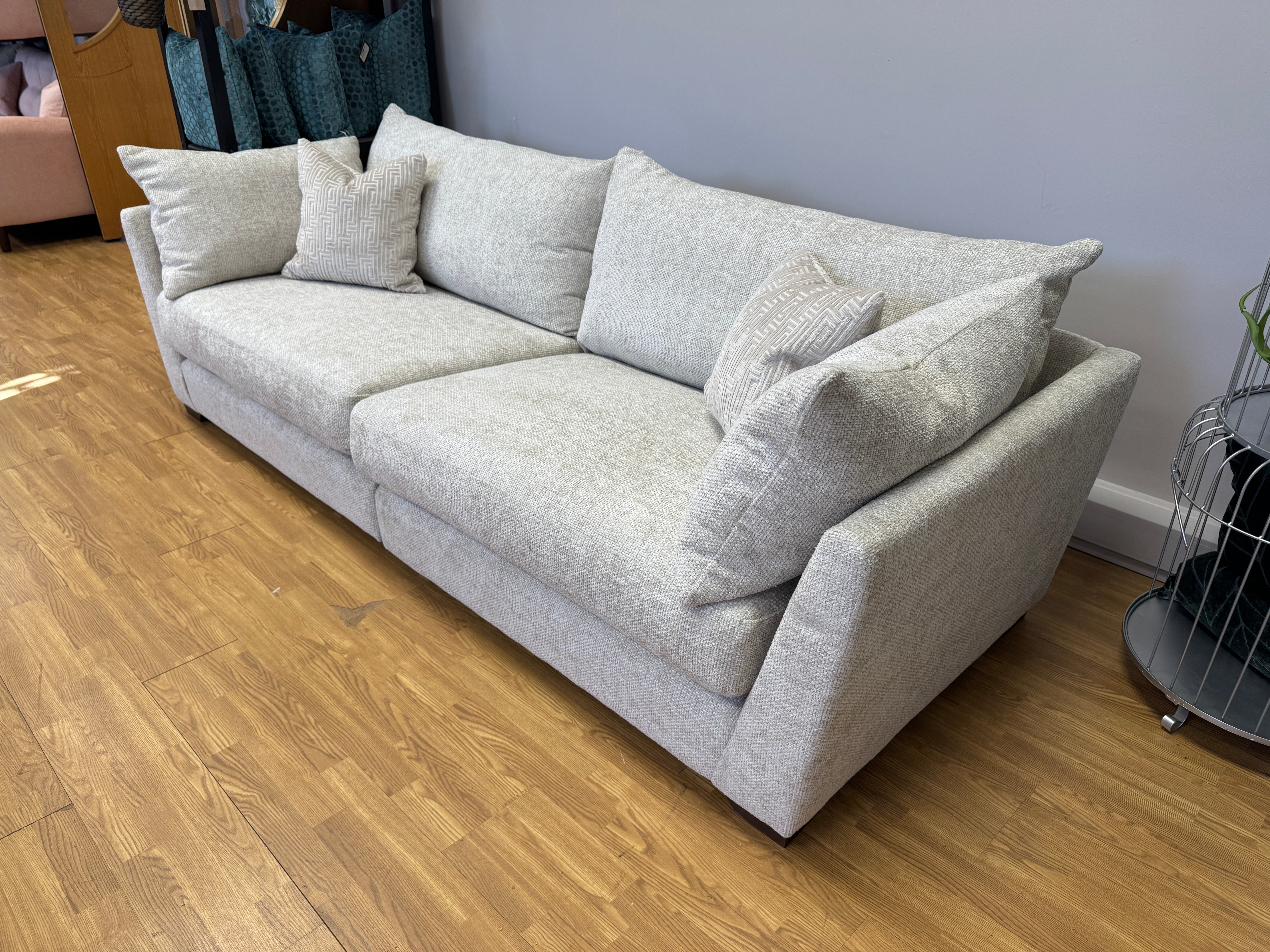Sofology Tallulah XL split 4 seater sofa in basketweave cream all over chenille weave fabric