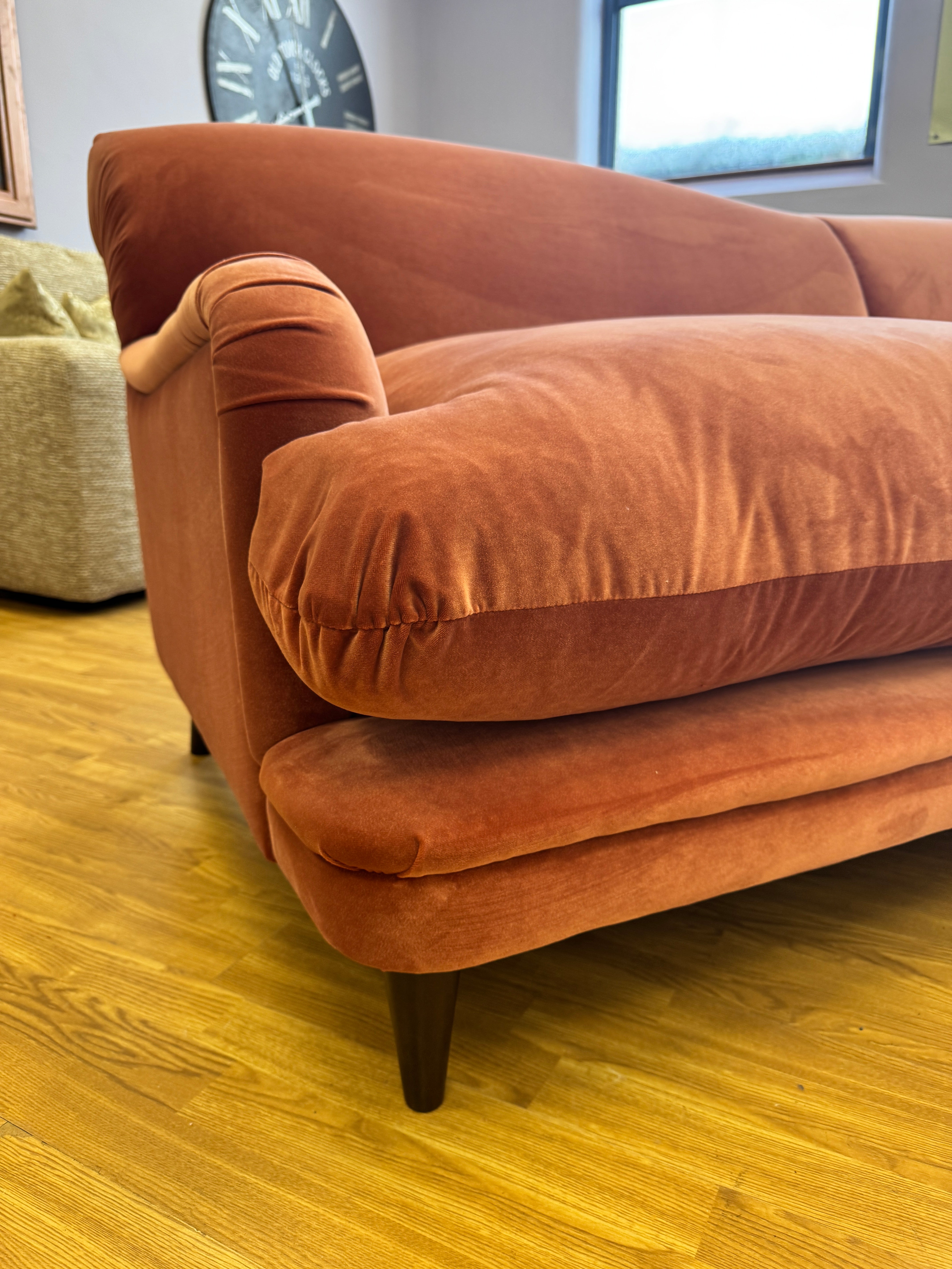 Pudding XL sprung back 4 seater sofa in Quince Jam Red Velvet