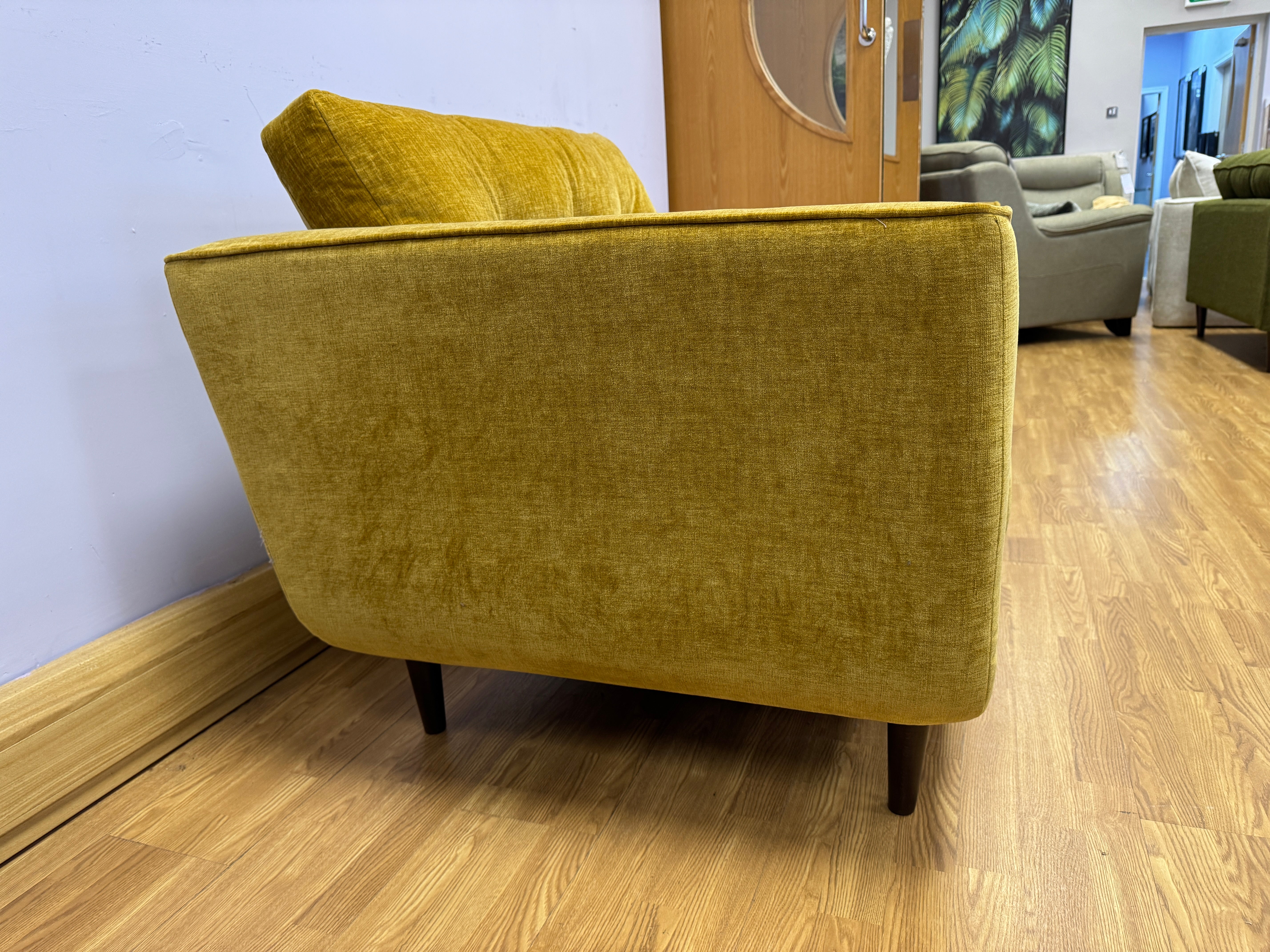 Orla Kiely Linden loveseat in Sunflower Derry chenille fabric