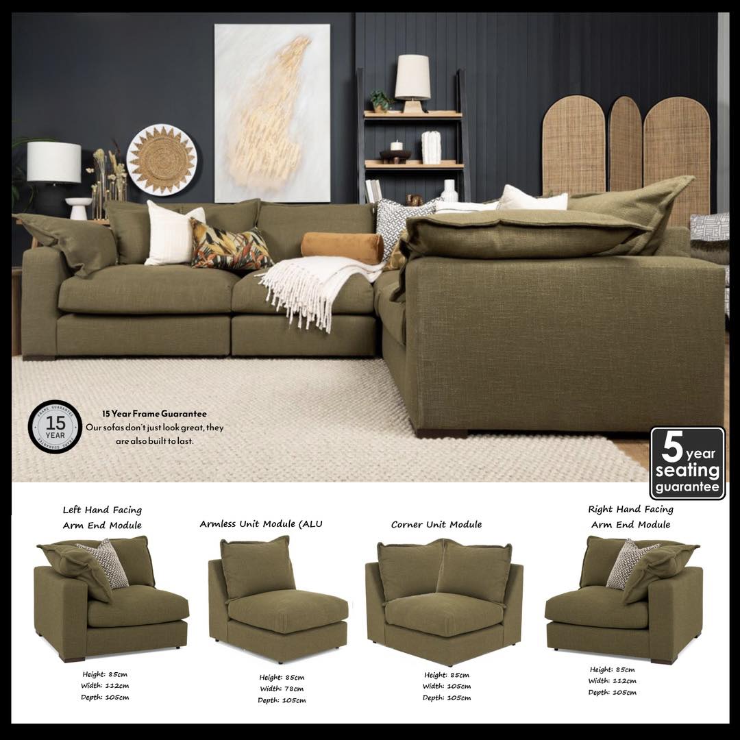 Lennox 4 piece modular sofa group (left or right facing corner sofa)
