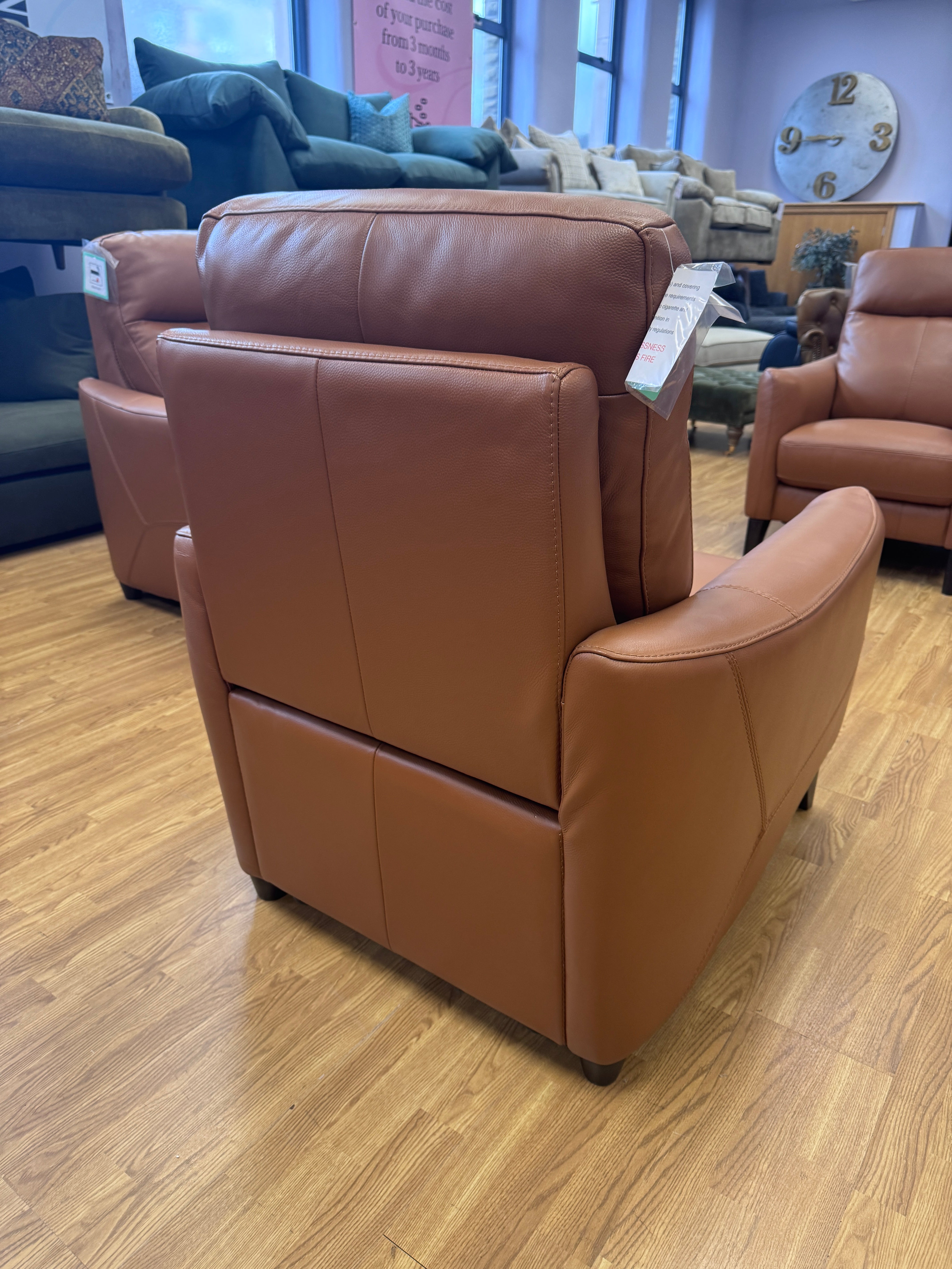 Contempo armchair in Pecan tan brown leather (pair available)
