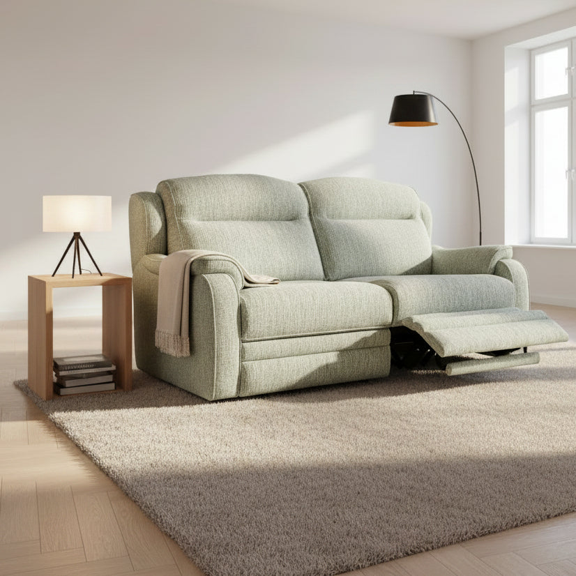 Parker Knoll Boston large 2 seater electric reclining split sofa in Cream mix fabric