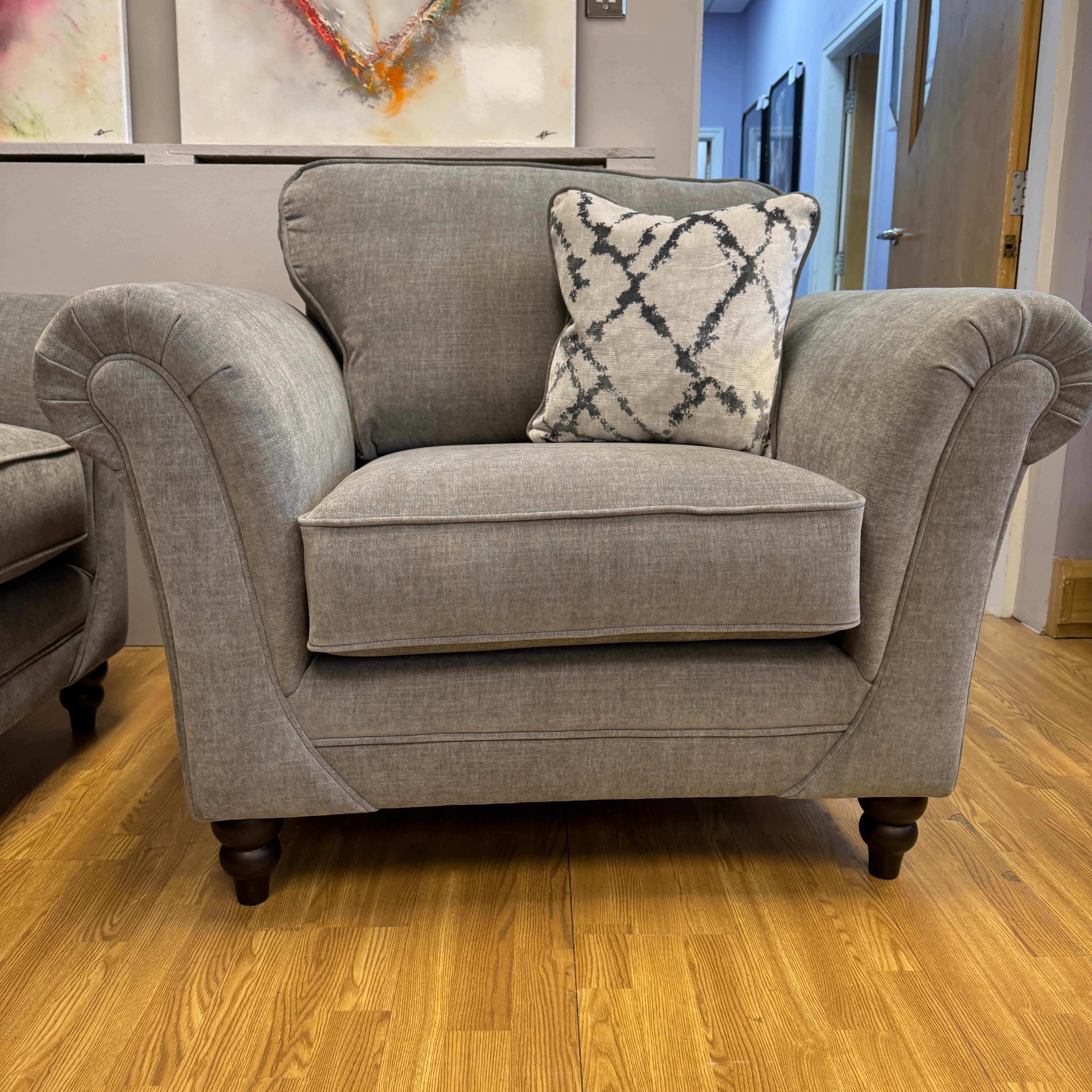Danbury armchair in Ellis Koala (dark grey) fabric
