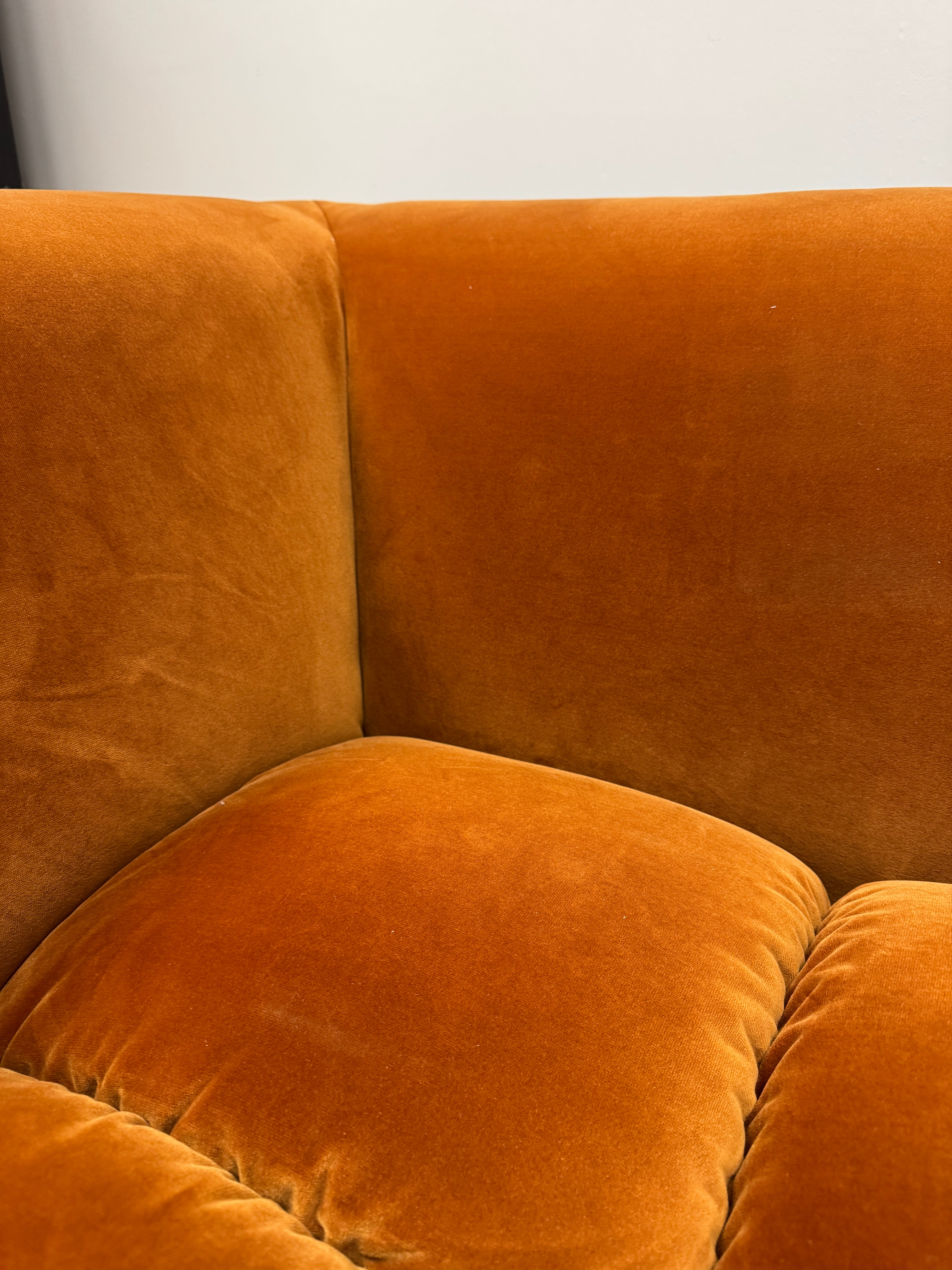 Reef bubble style 2 seater sofa in Marmalade orange velvet