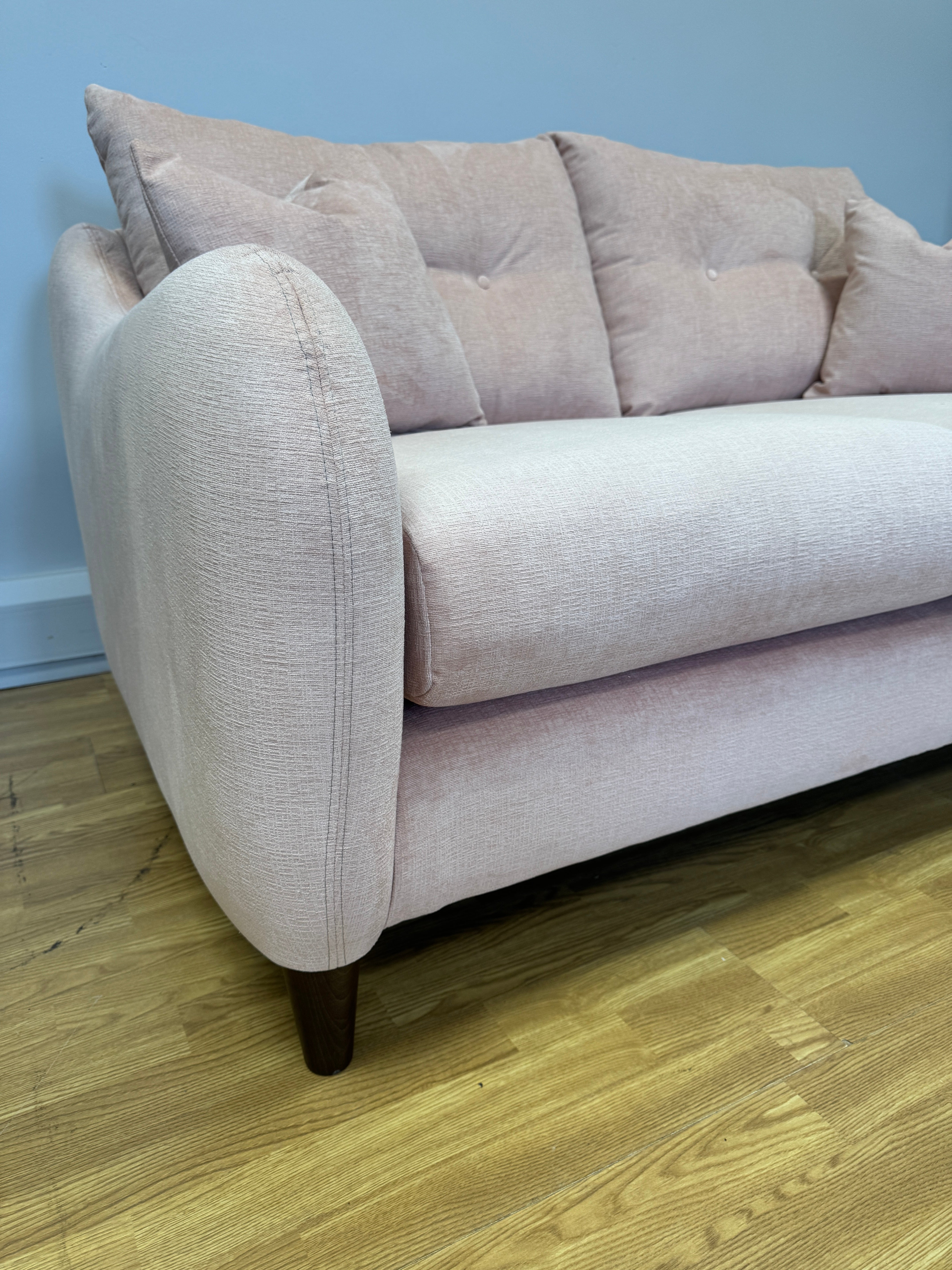 Ambleside 3 seater standard back sofa in Vogue Dusty Pink fabric