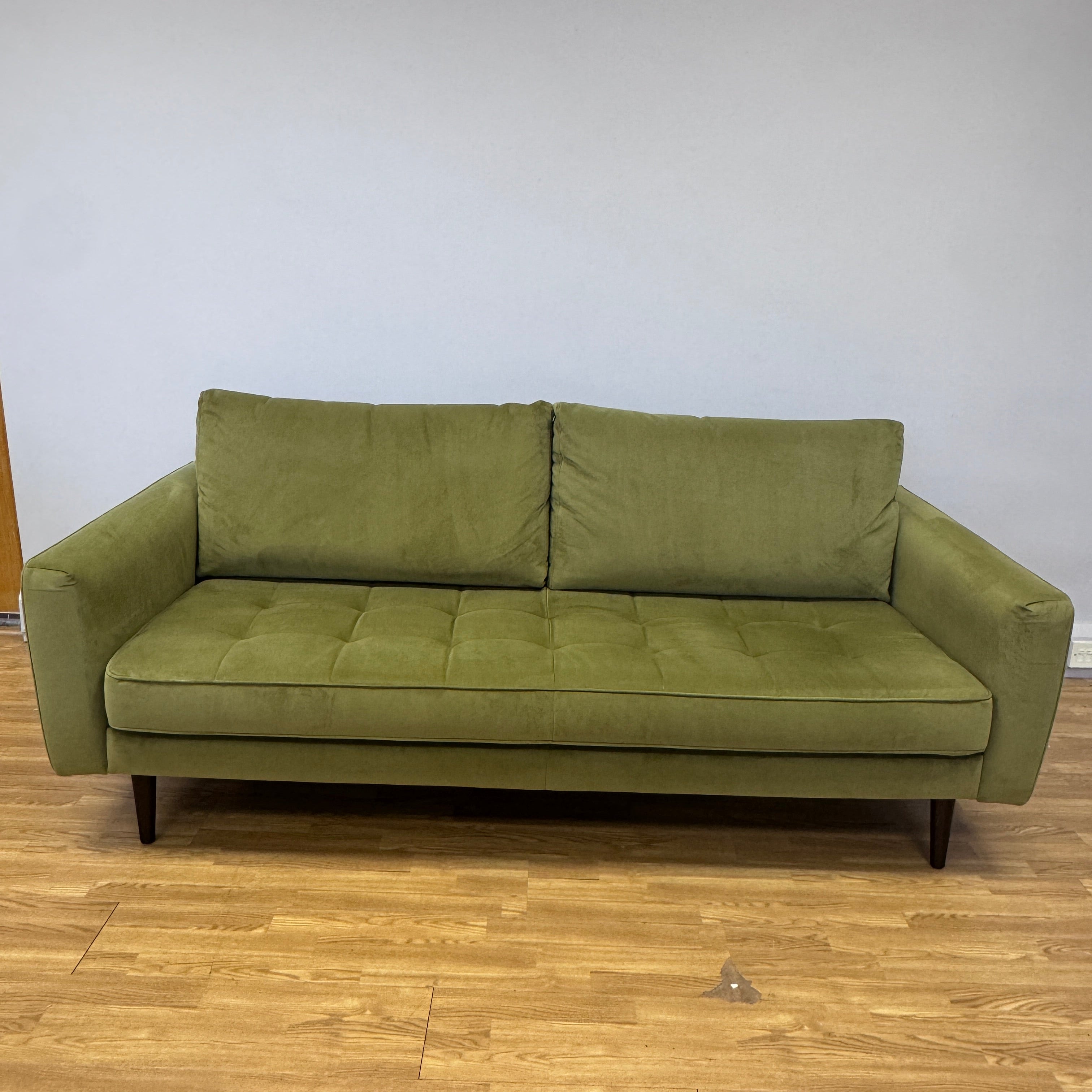 G Plan Vintage Ridley large 3 seater bench seat sofa in apple green velvet