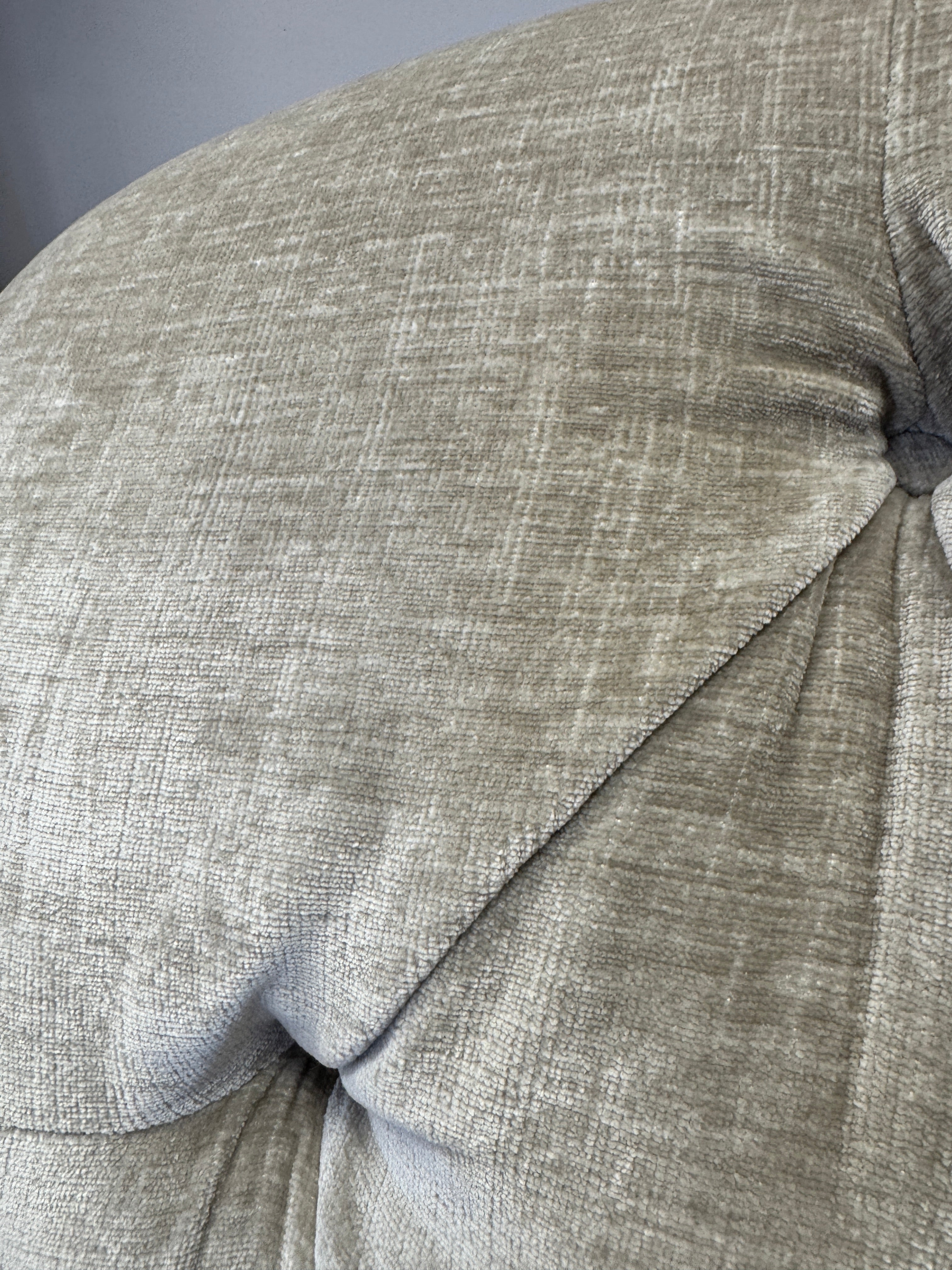 Derry button back loveseat in Dion Husk velvet fabric