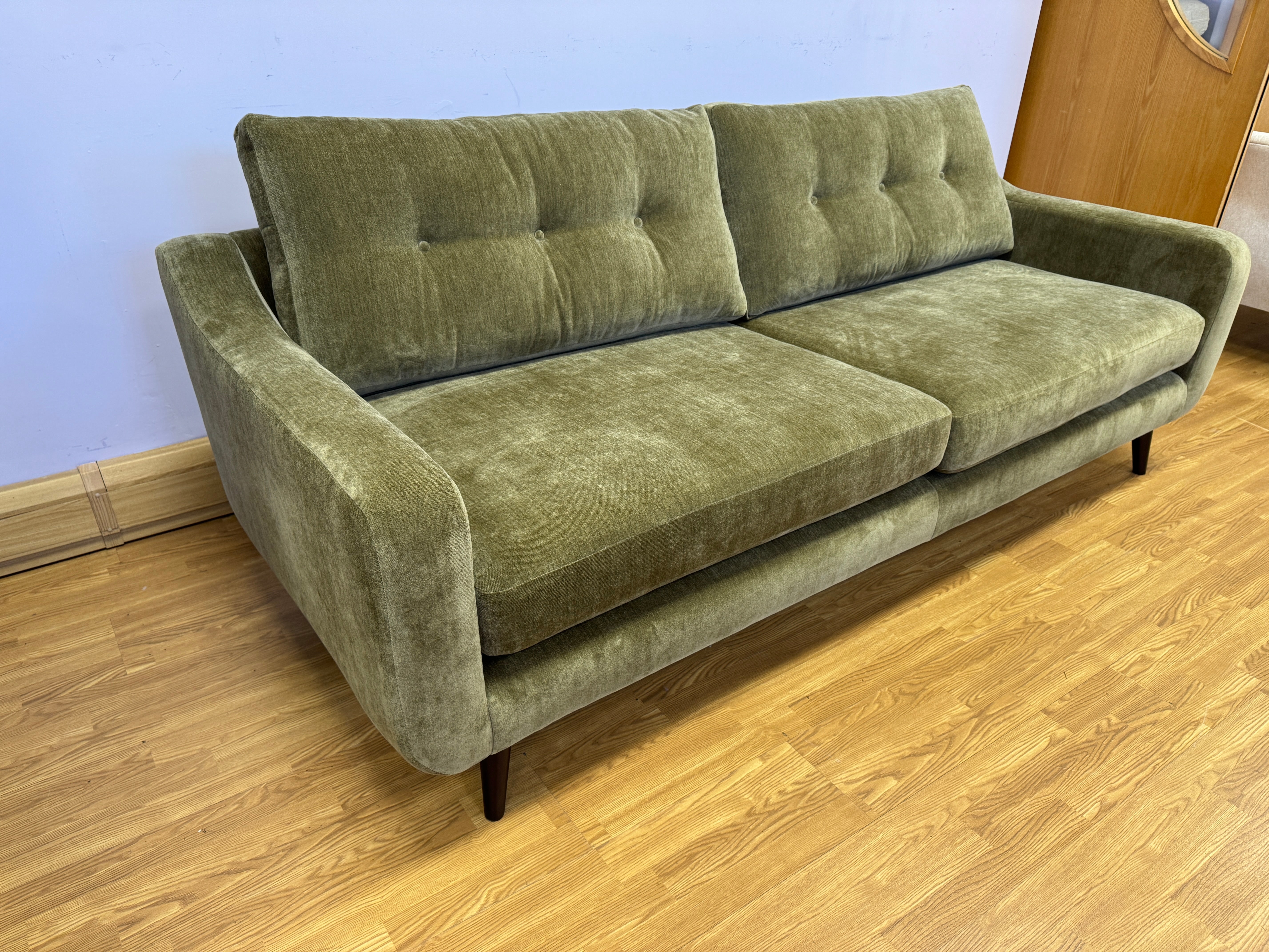 Lisbon 4 seater standard back sofa in olive green chenille fabric