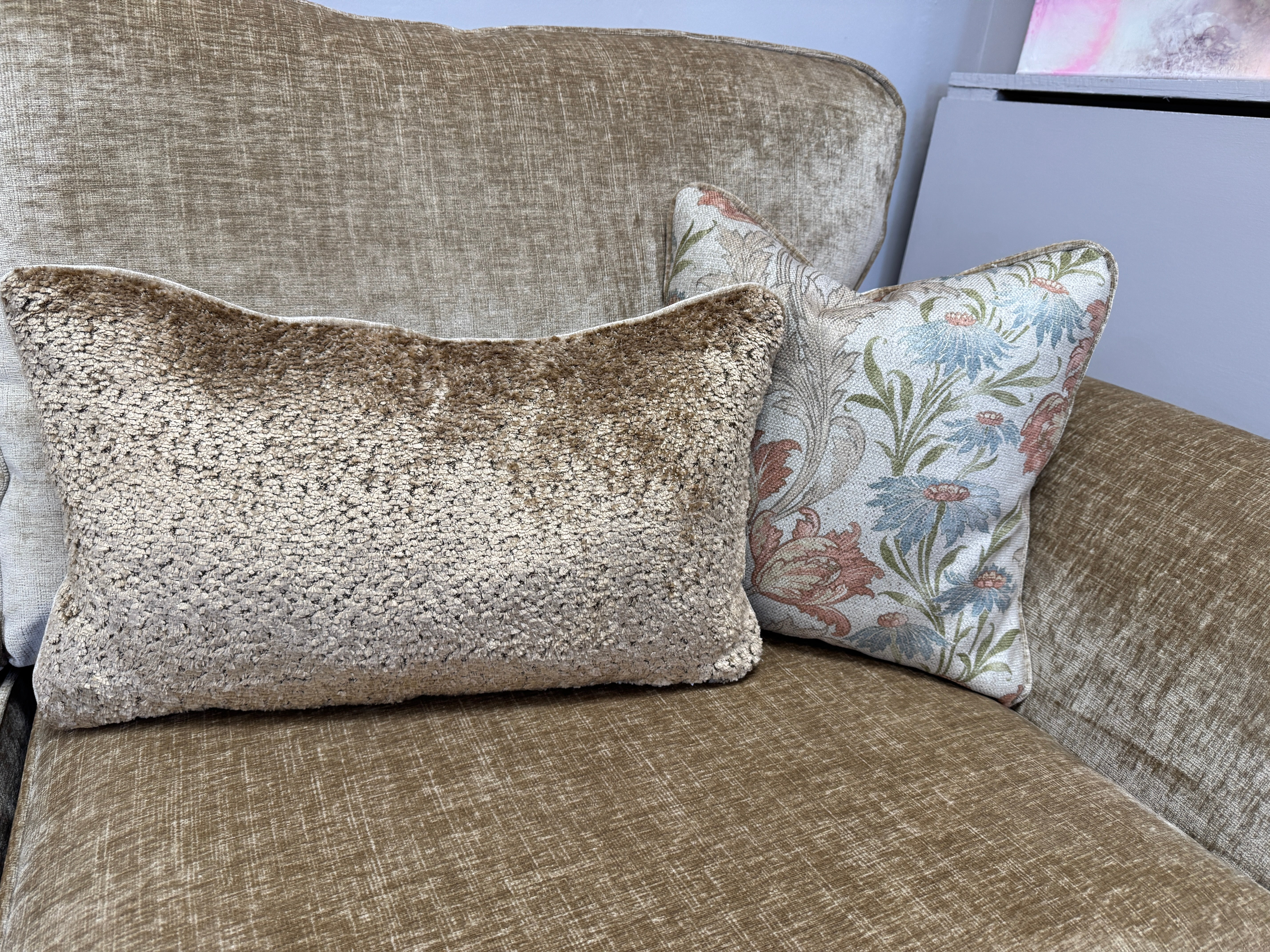 Danbury 3 seater sofa in Dion Sand textured chenille fabric
