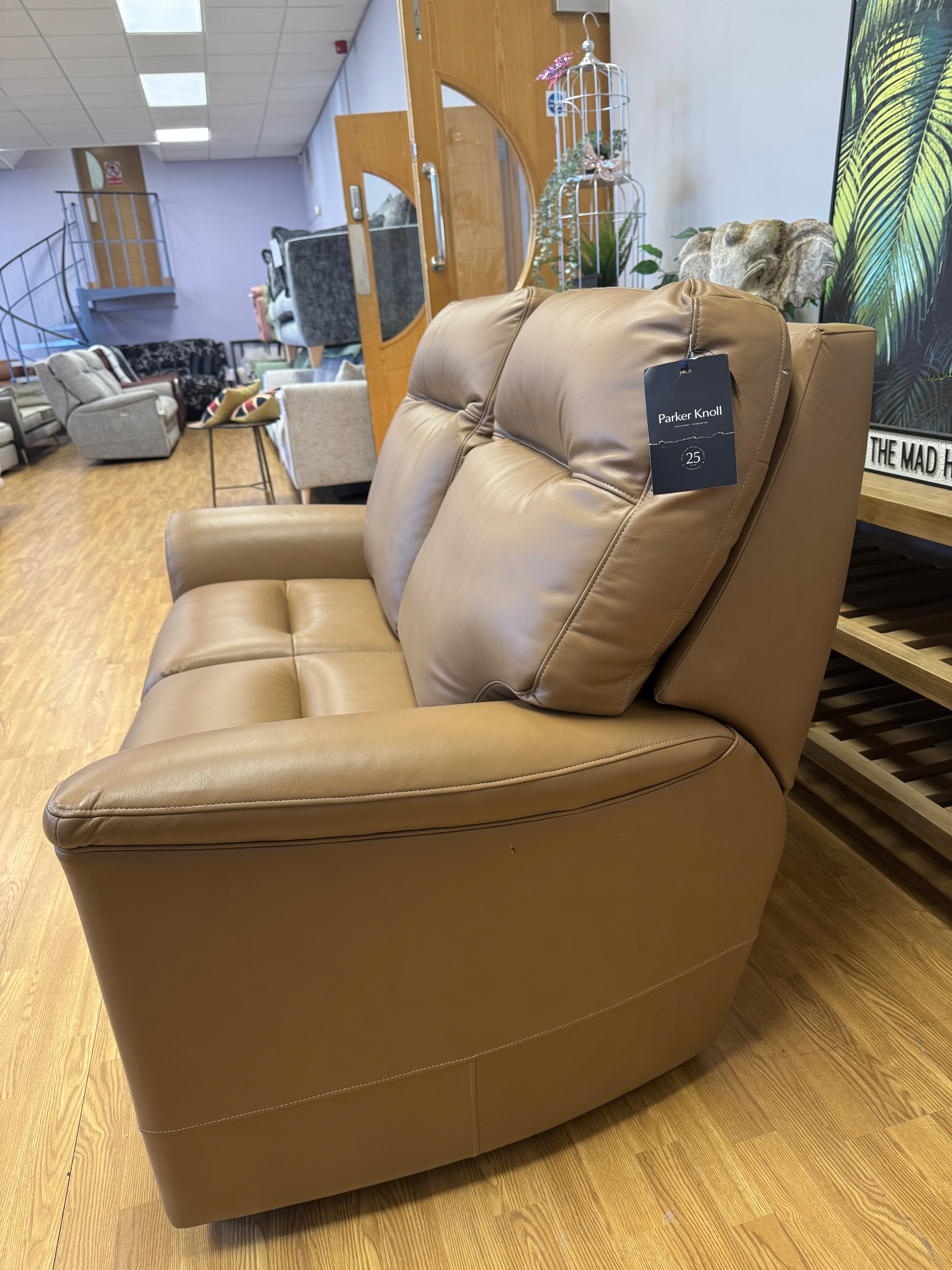Hudson 2 seater sofa in soft caramel brown leather