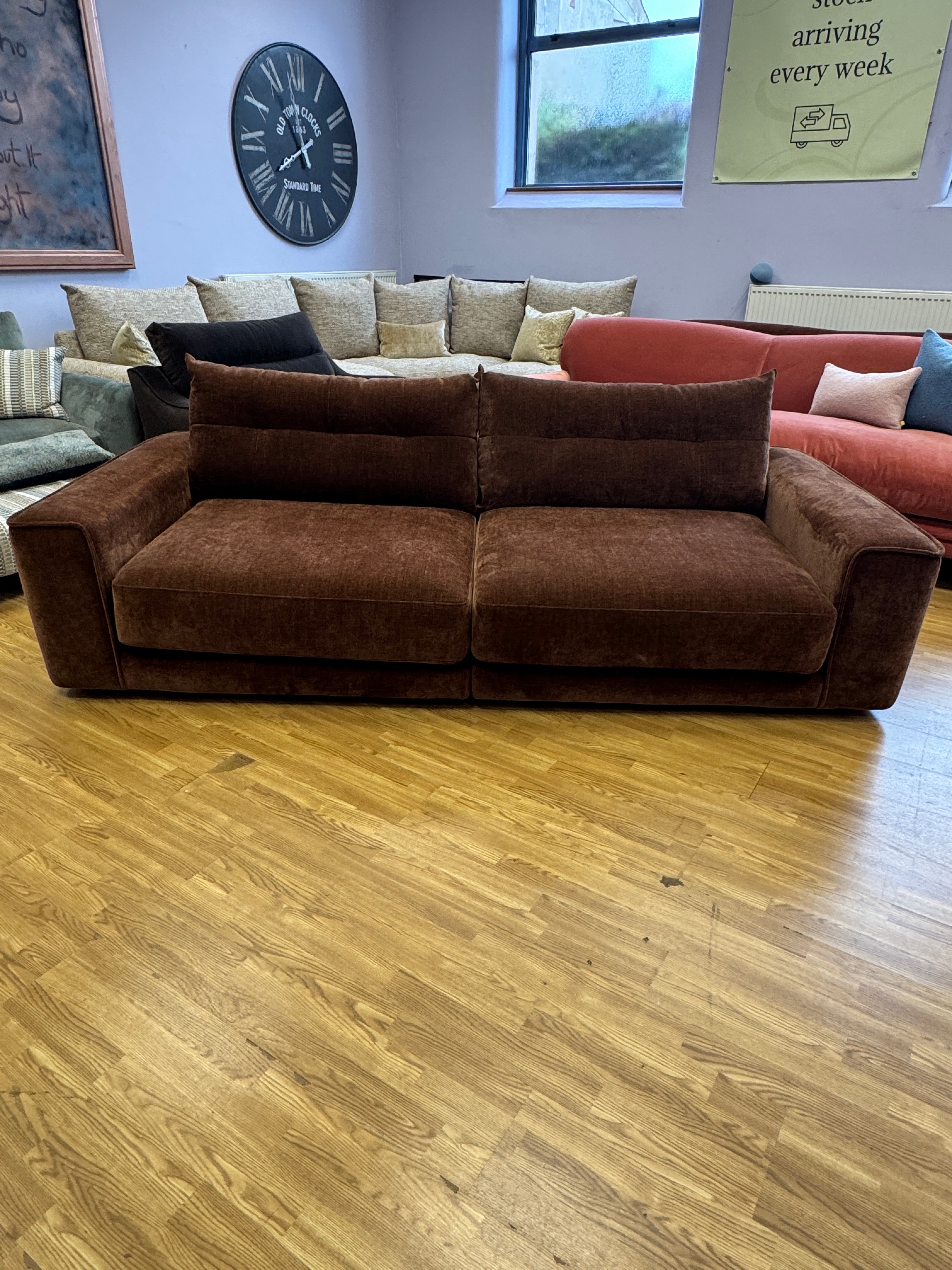 McCloud 4 seater split sofa in Hearth brown chenille