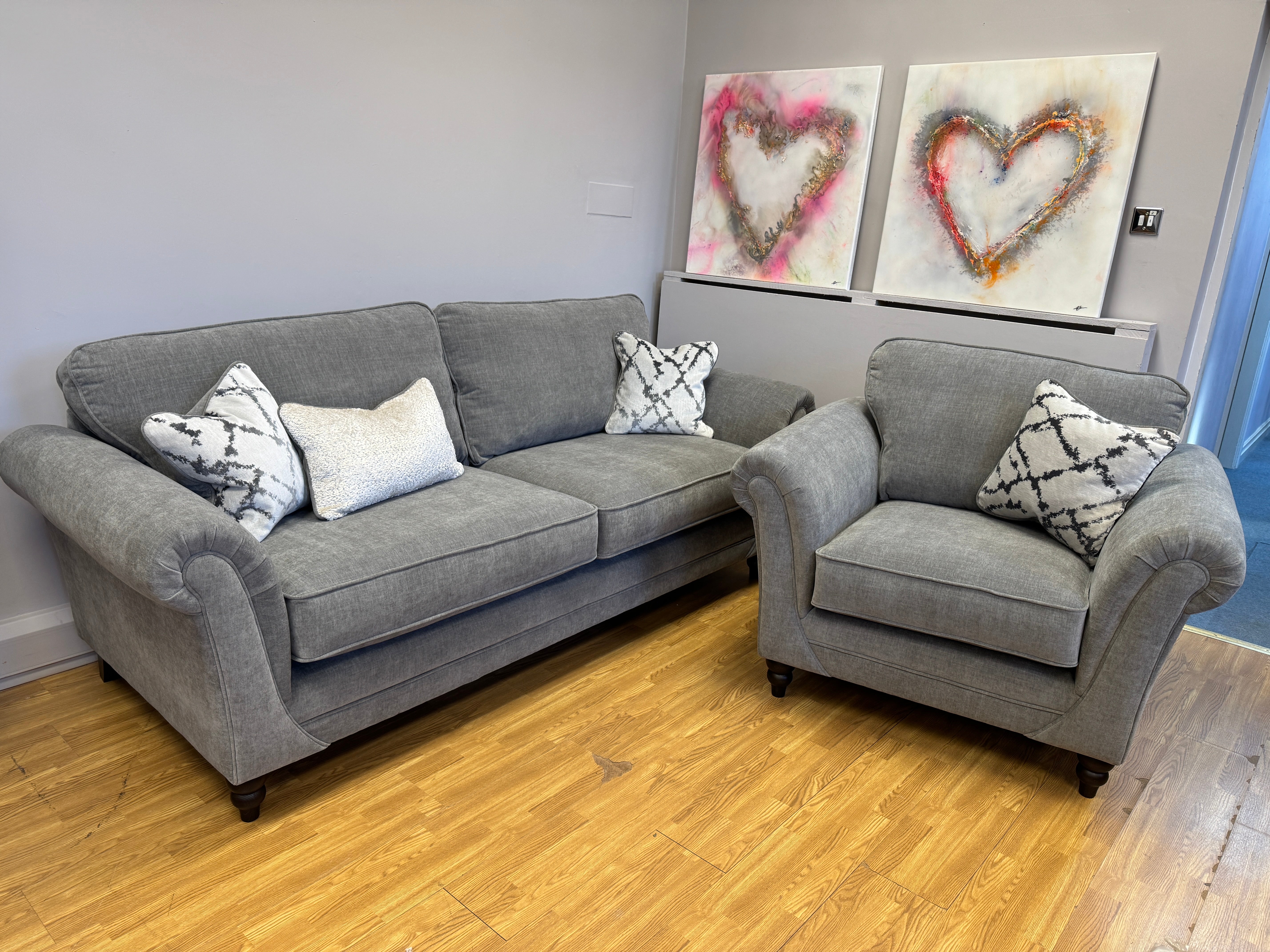 Danbury large 4 seater sofa in Ellis Koala (dark grey) fabric