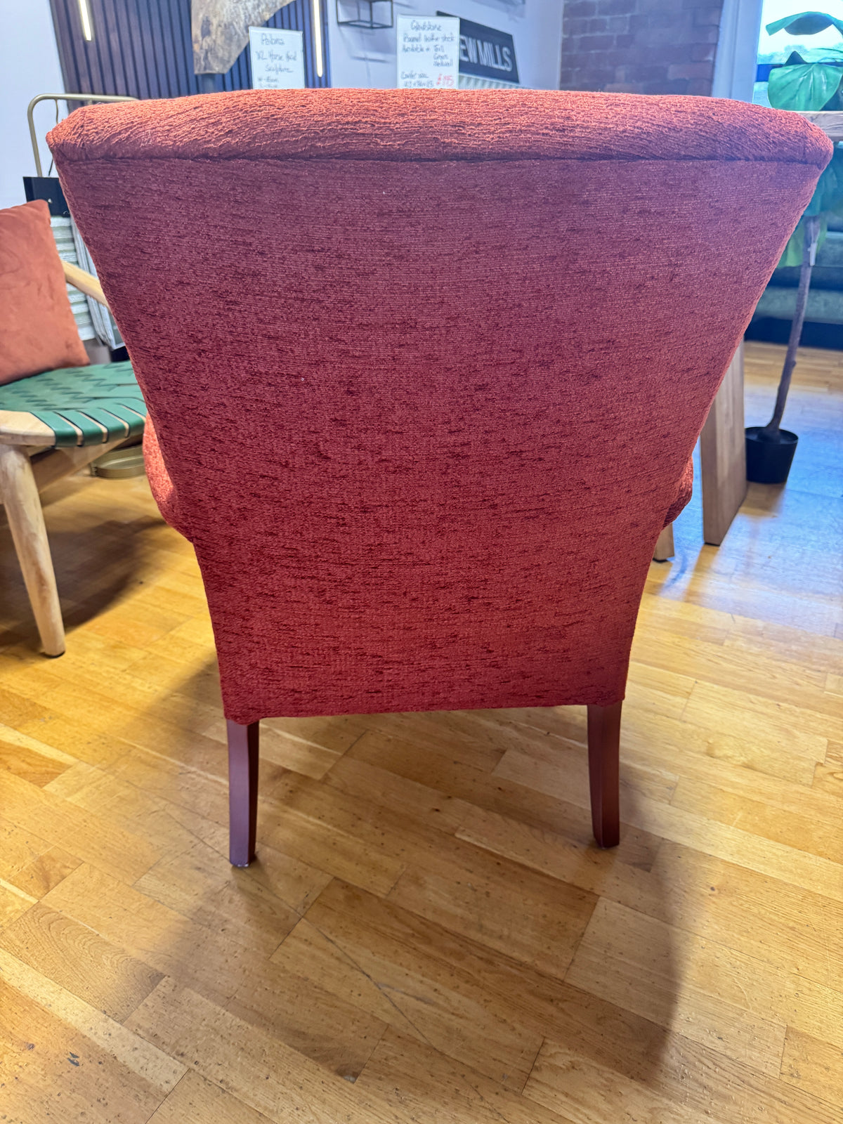 Froxfield petite fireside chair in boucle terracotta fabric