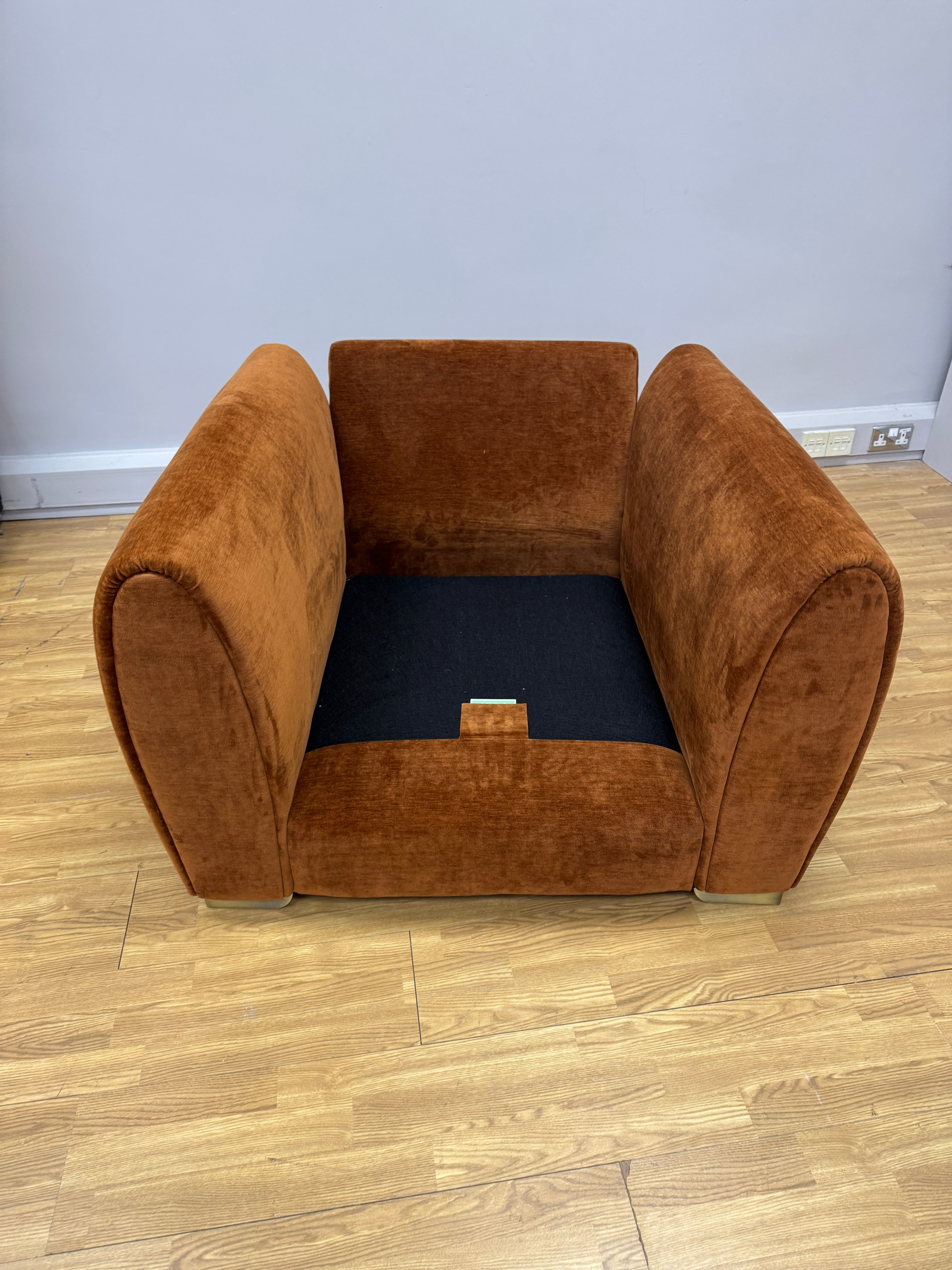 Sofology Hourglass large armchair in Rust / Burnt orange vintage velvet