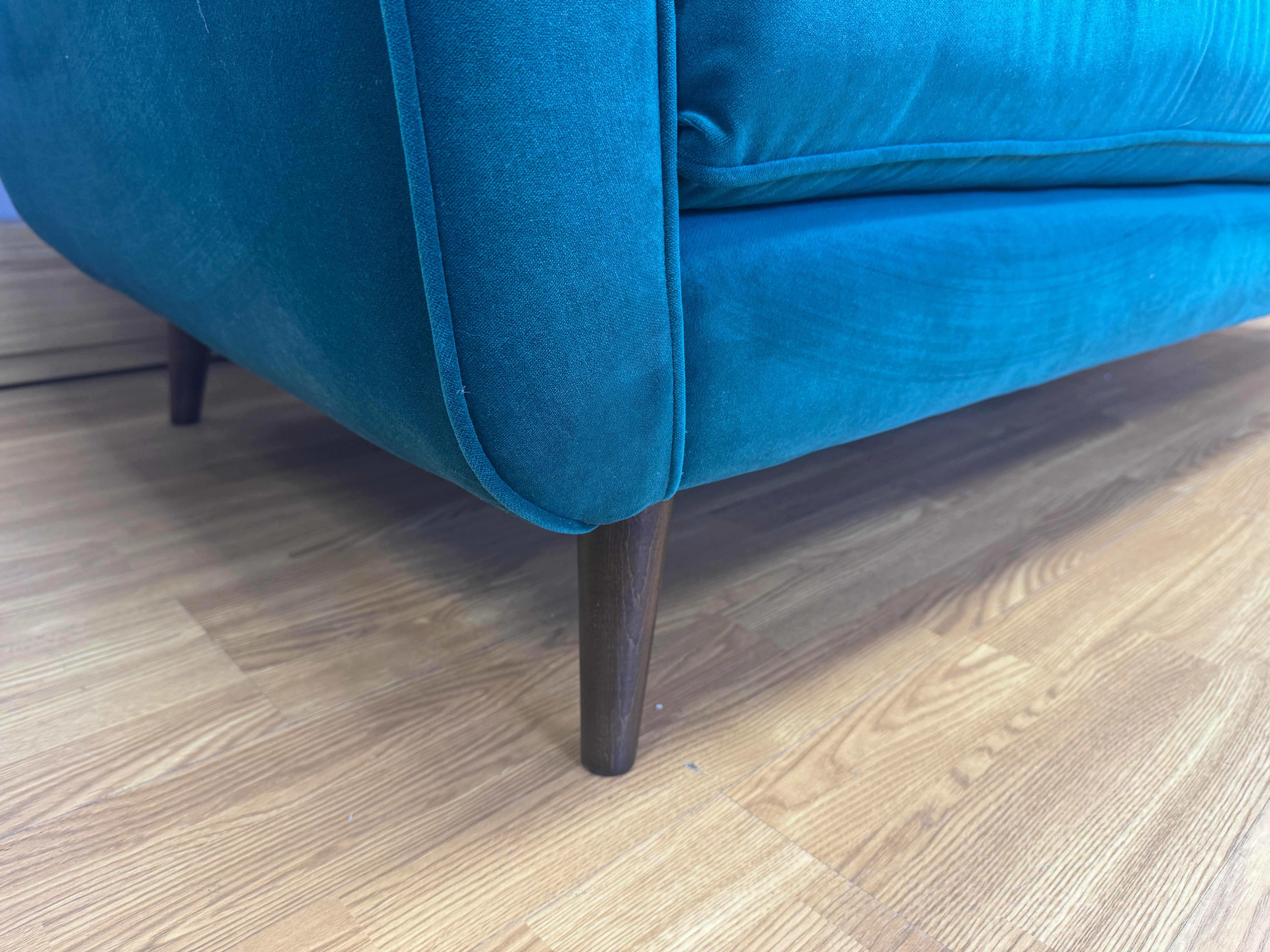 Orla Kiely Ivy large 4 seater bench seat sofa in teal velvet