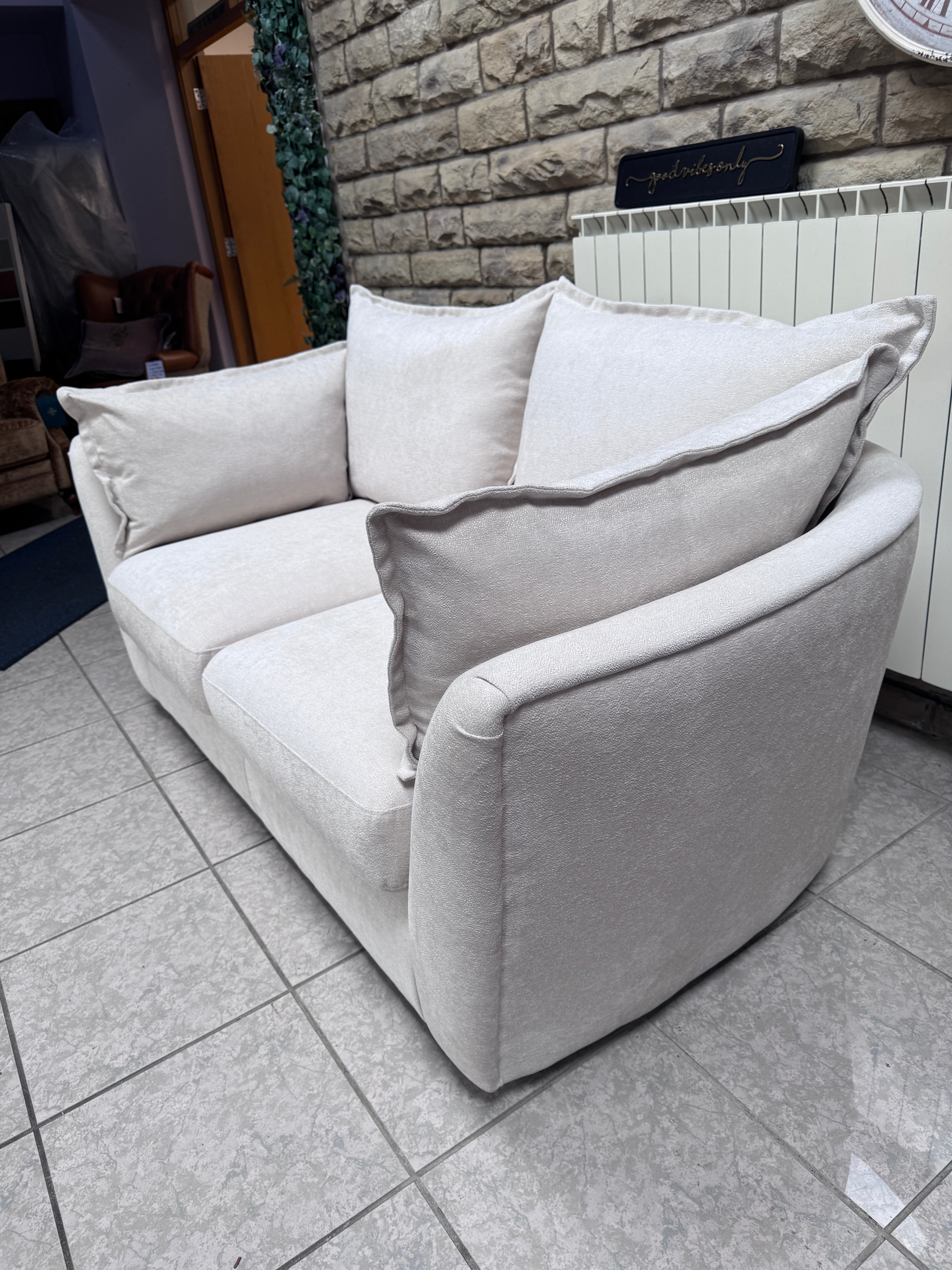 Luca 2 seater sofa in Ivory textured chenille fabric
