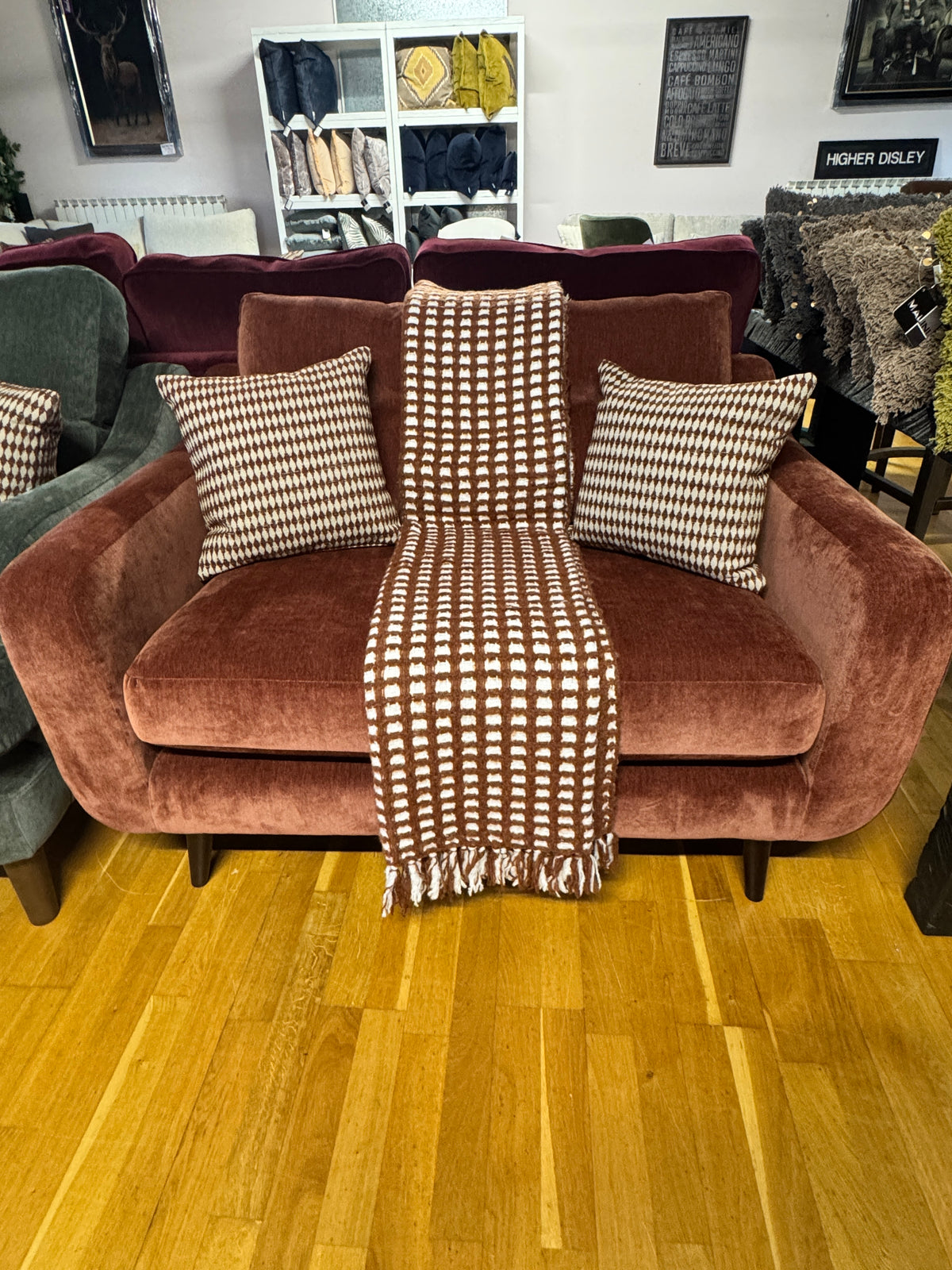 Lisbon loveseat in Witton Brick soft chenille fabric