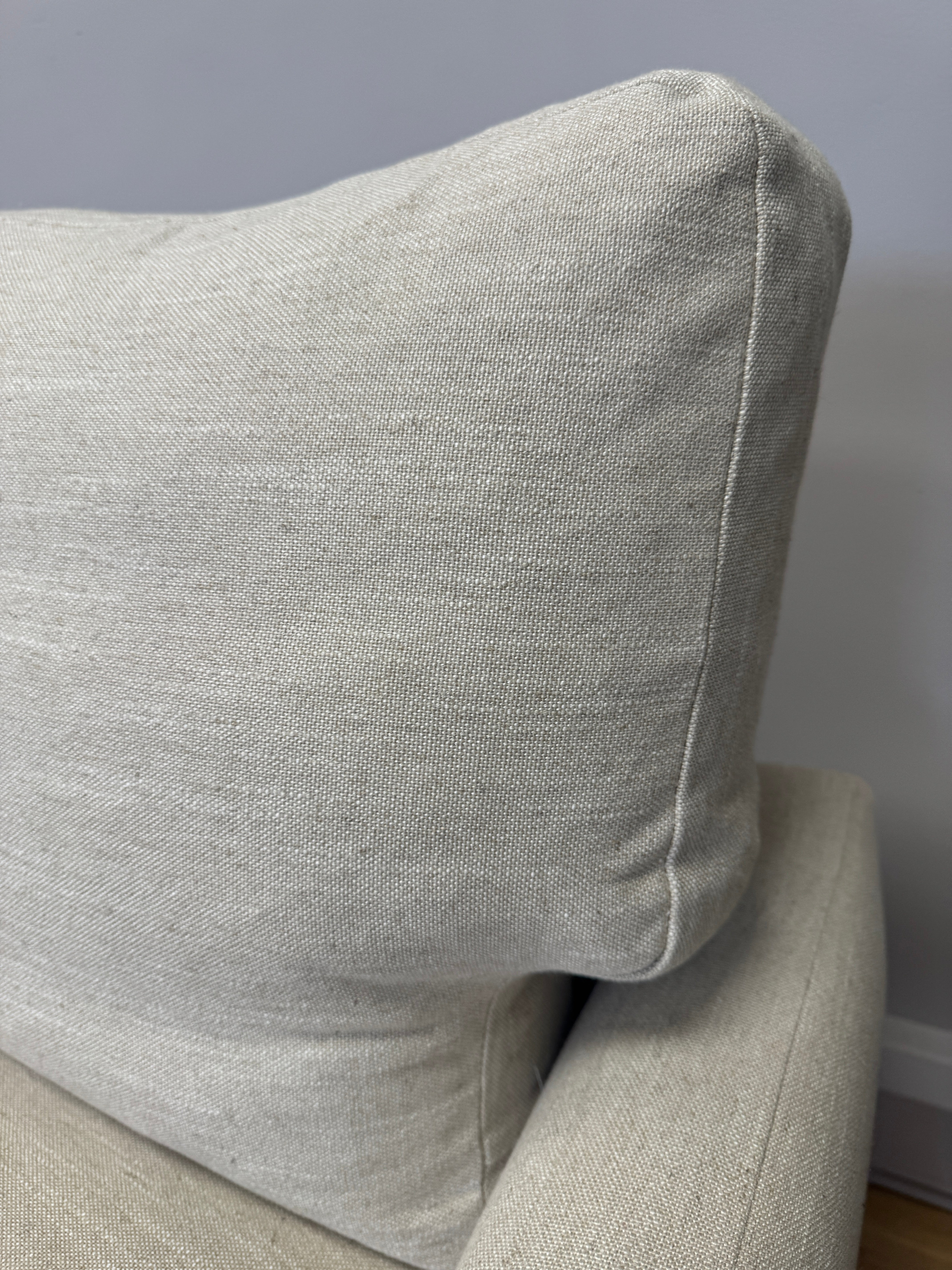 Loaf Squisharoo 2 piece right facing XL chaise sofa in natural linen fabric