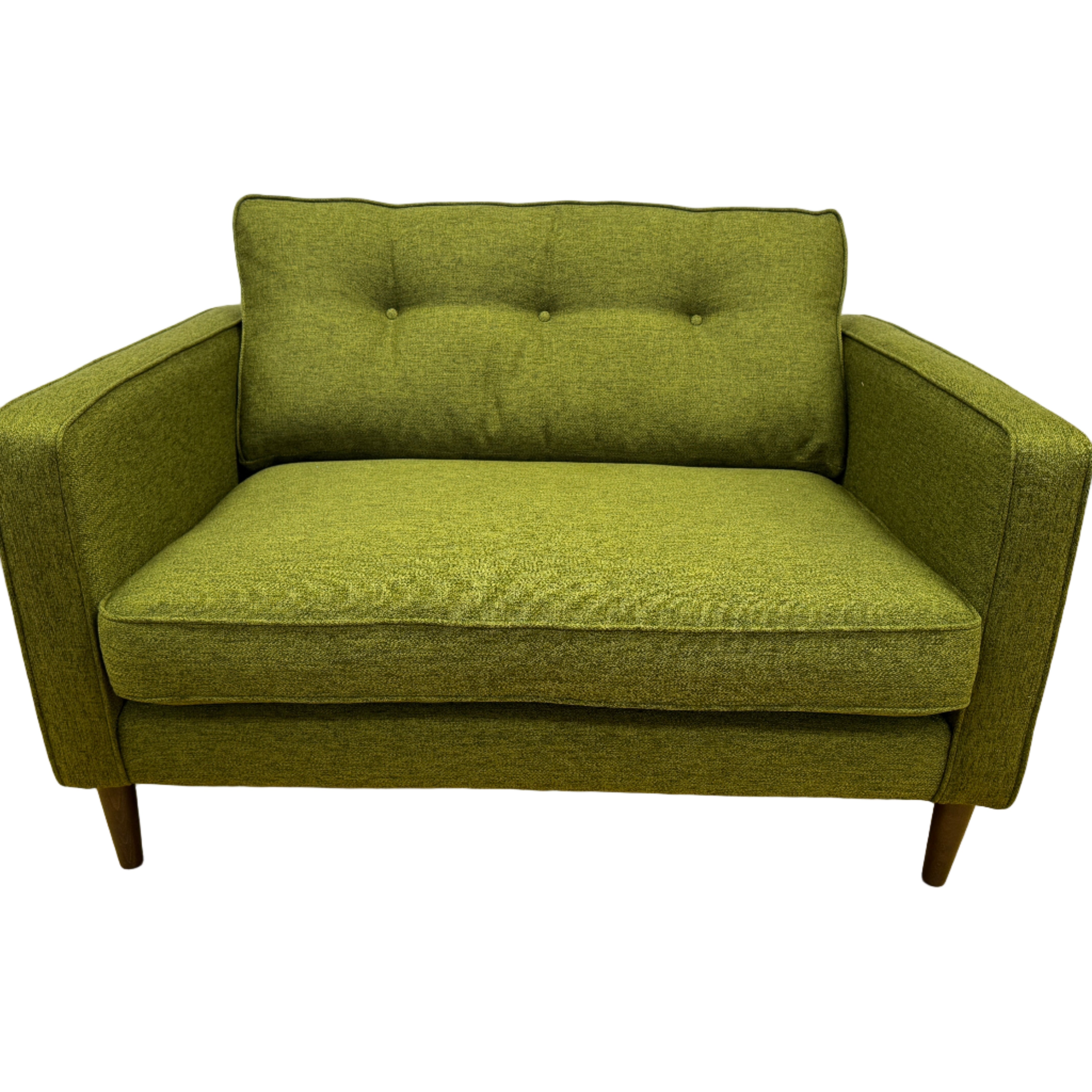 Orla Kiely Ebben loveseat in dark jewel green fabric