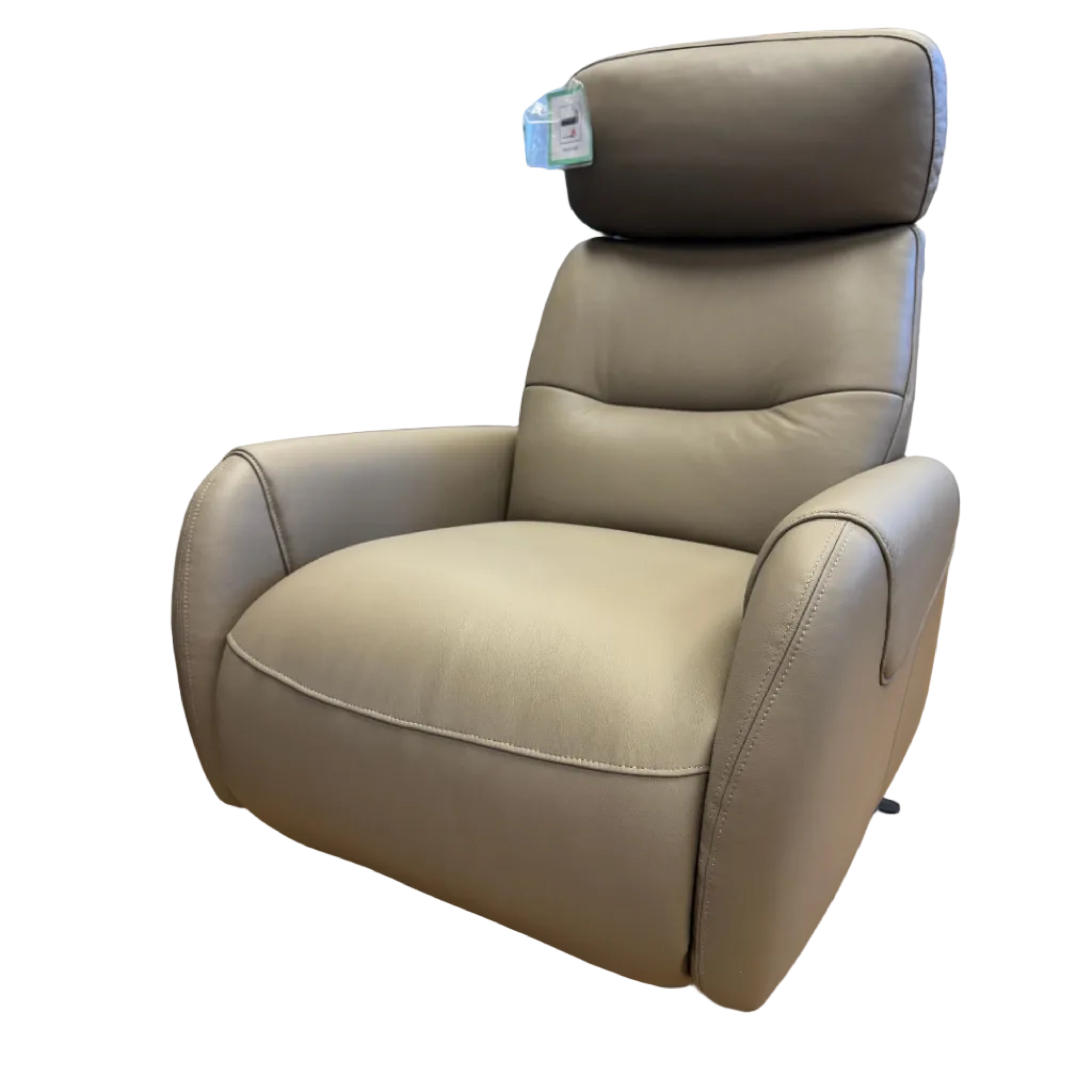 Monroe manual reclining swivel chair in soft stone leather