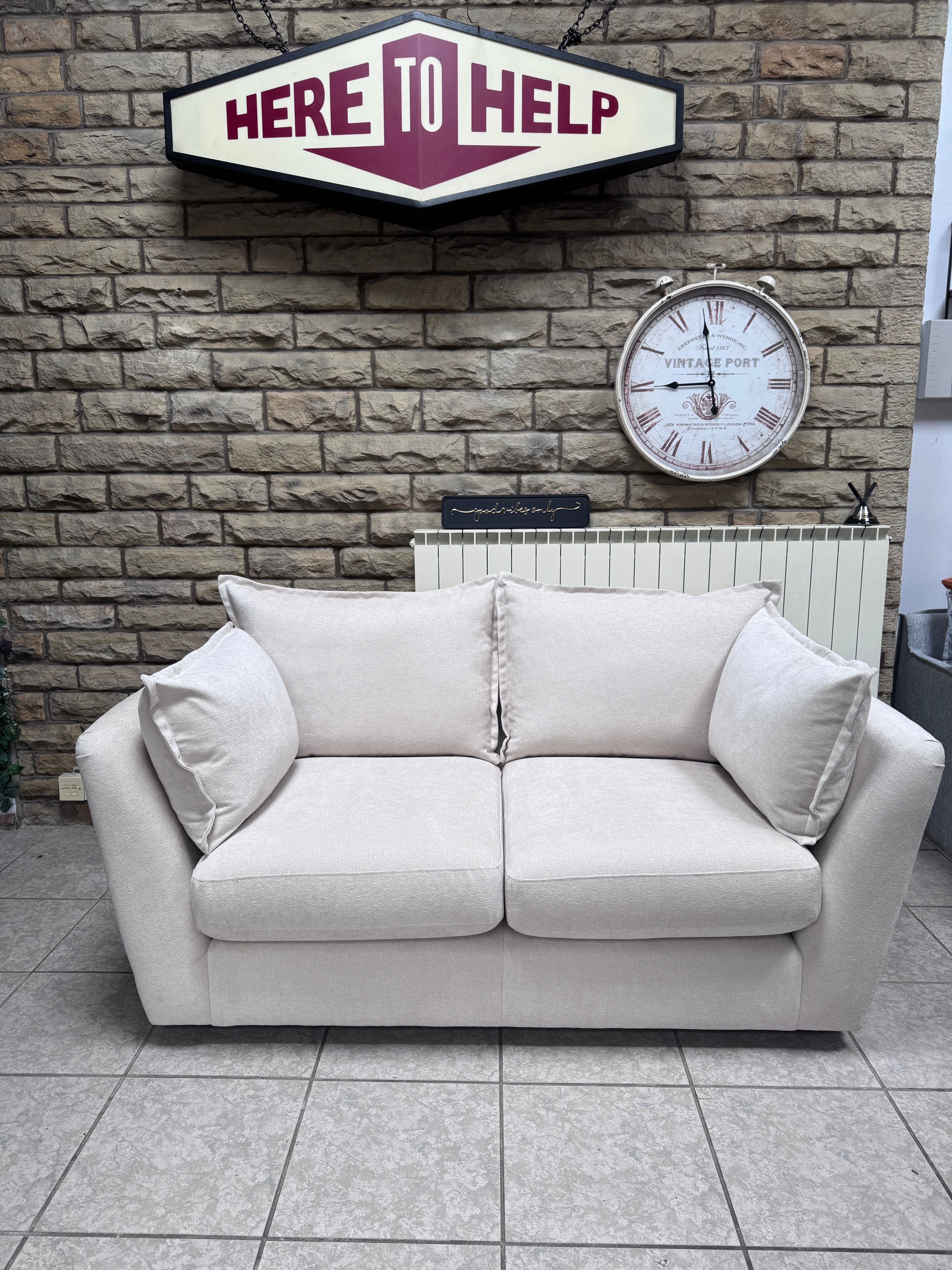 Luca 2 seater sofa in Ivory textured chenille fabric